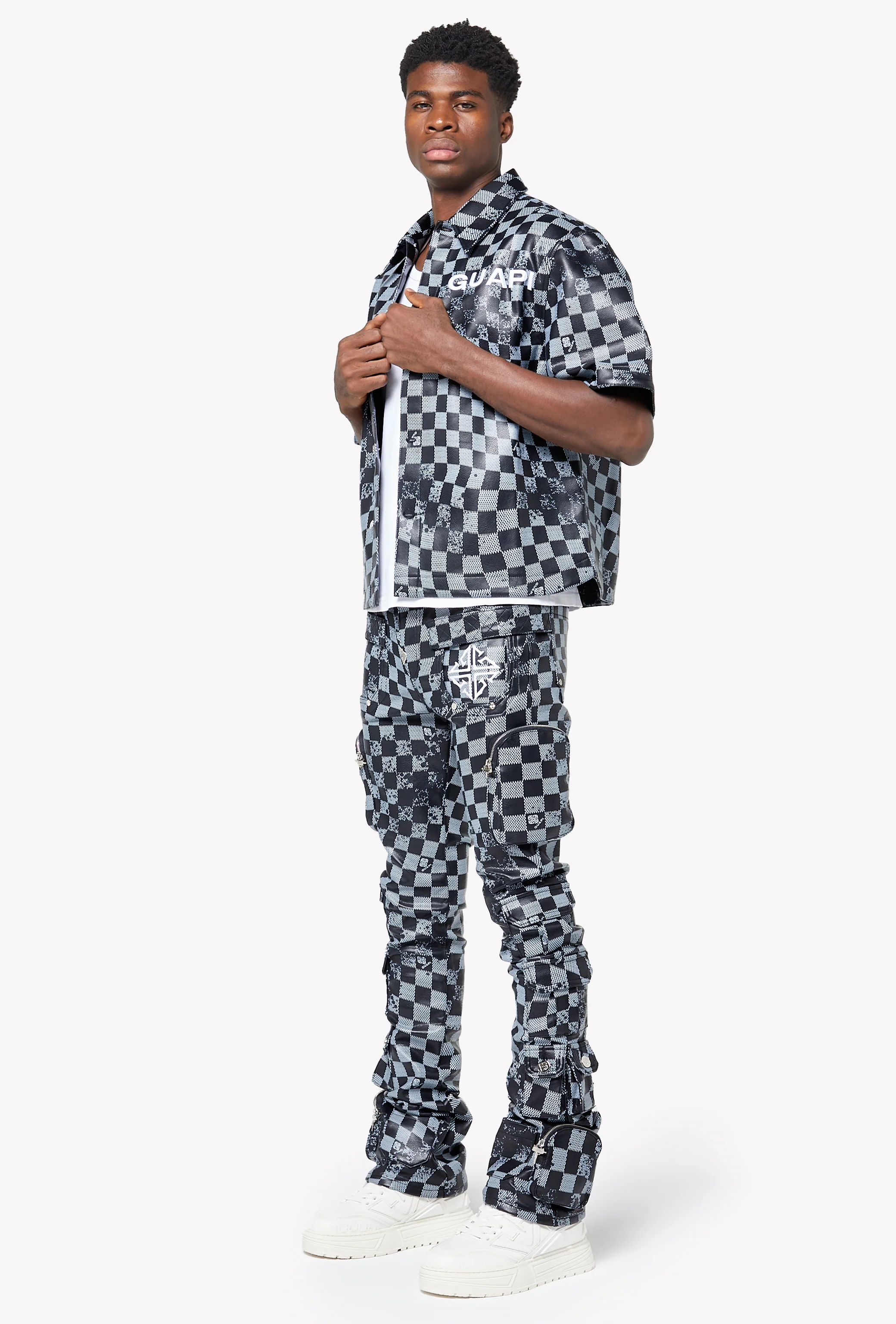 Obsidian Black Checkerboard Leather Pant - Image 8