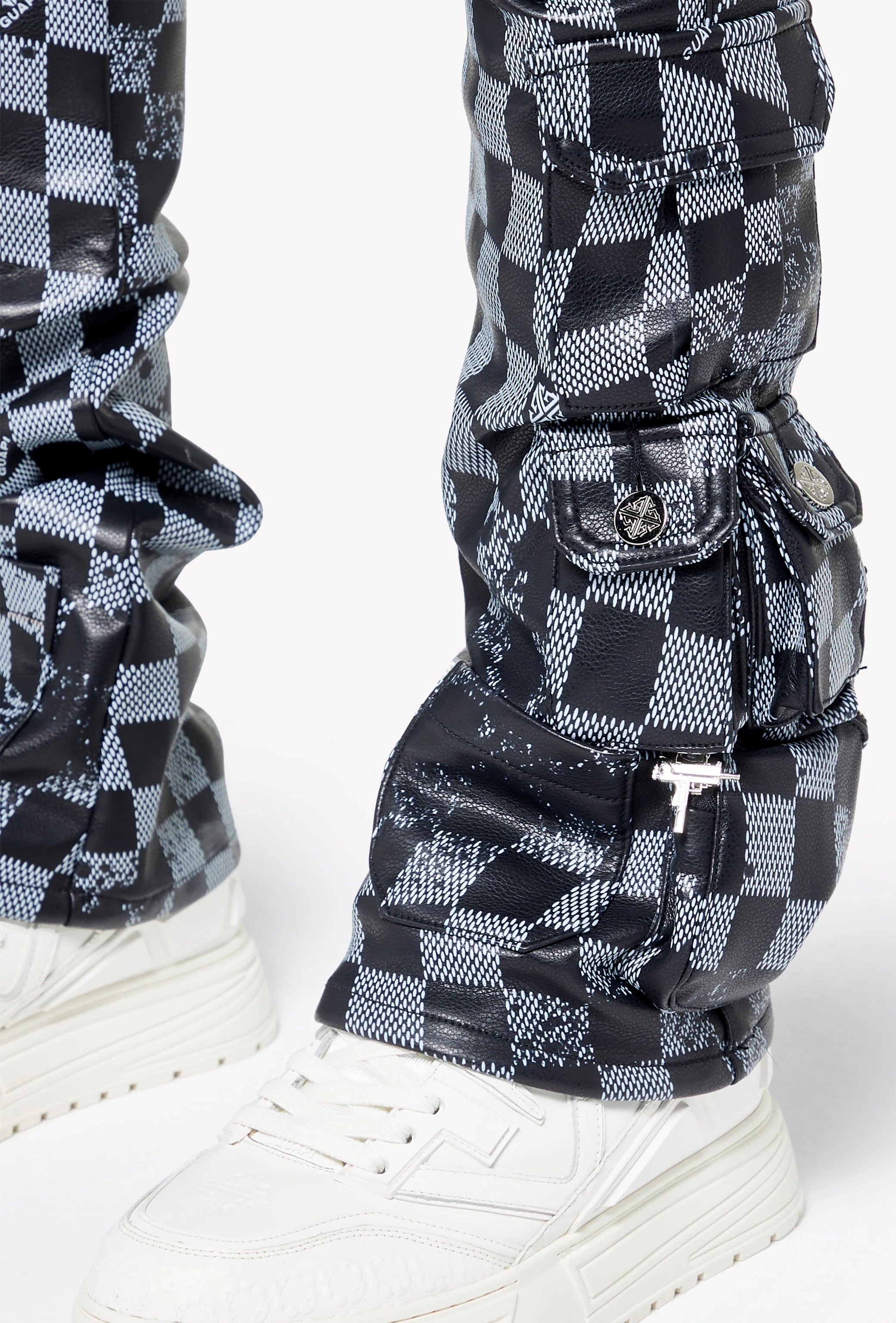 Obsidian Black Checkerboard Leather Pant - Image 9