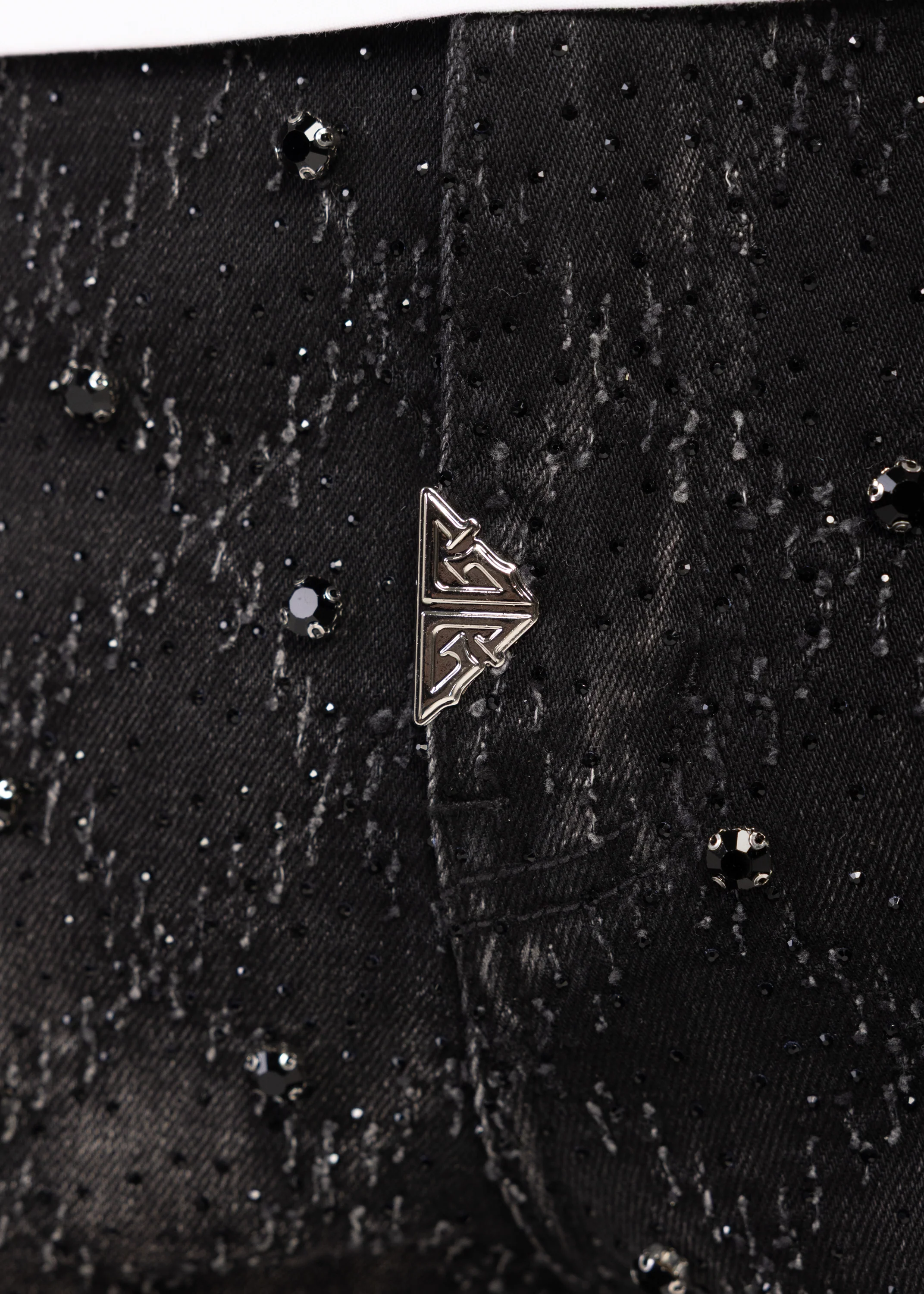 Obsidian Black Coffin Arc Embellished Denim - Image 10
