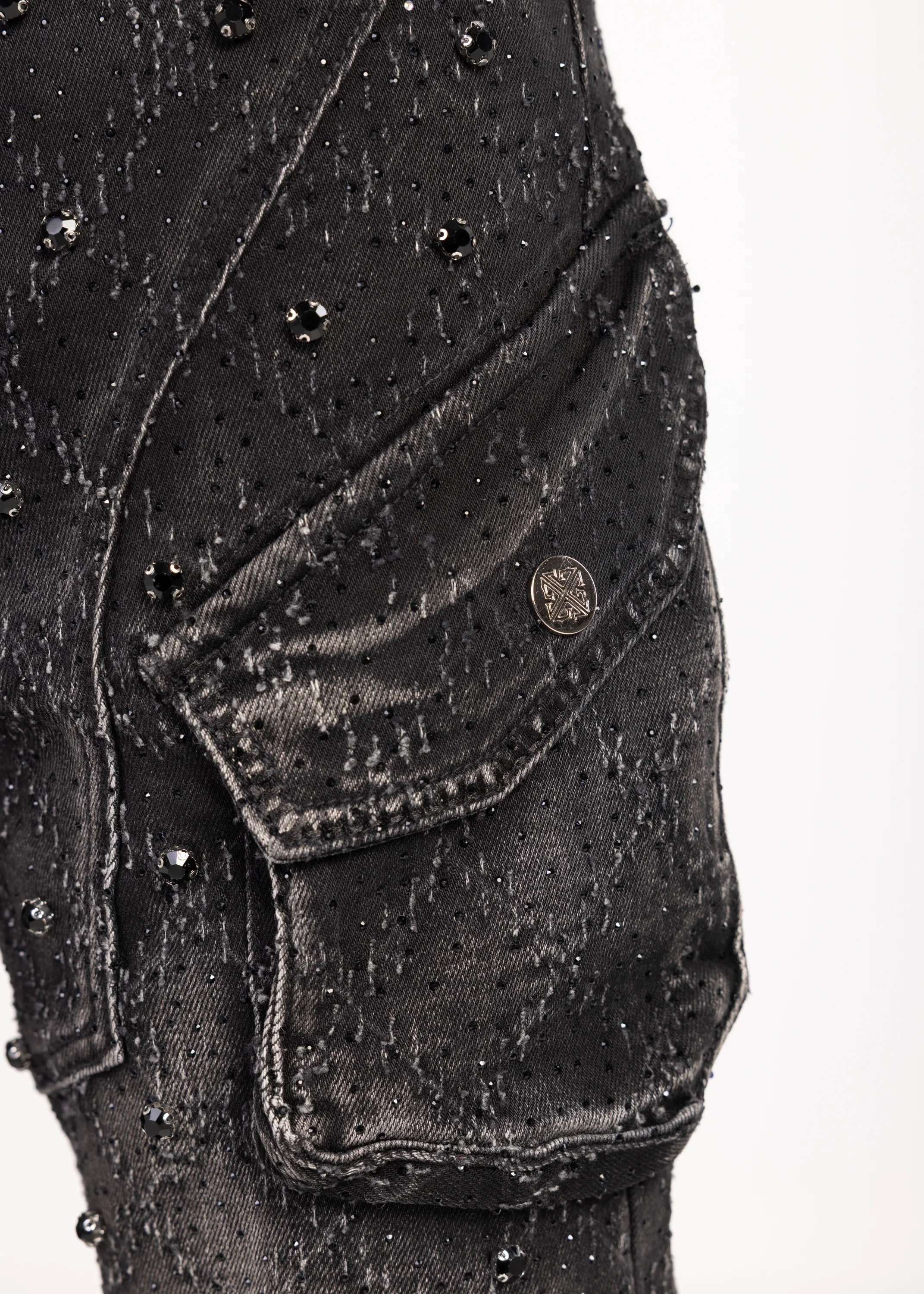 Obsidian Black Coffin Arc Embellished Denim - Image 11