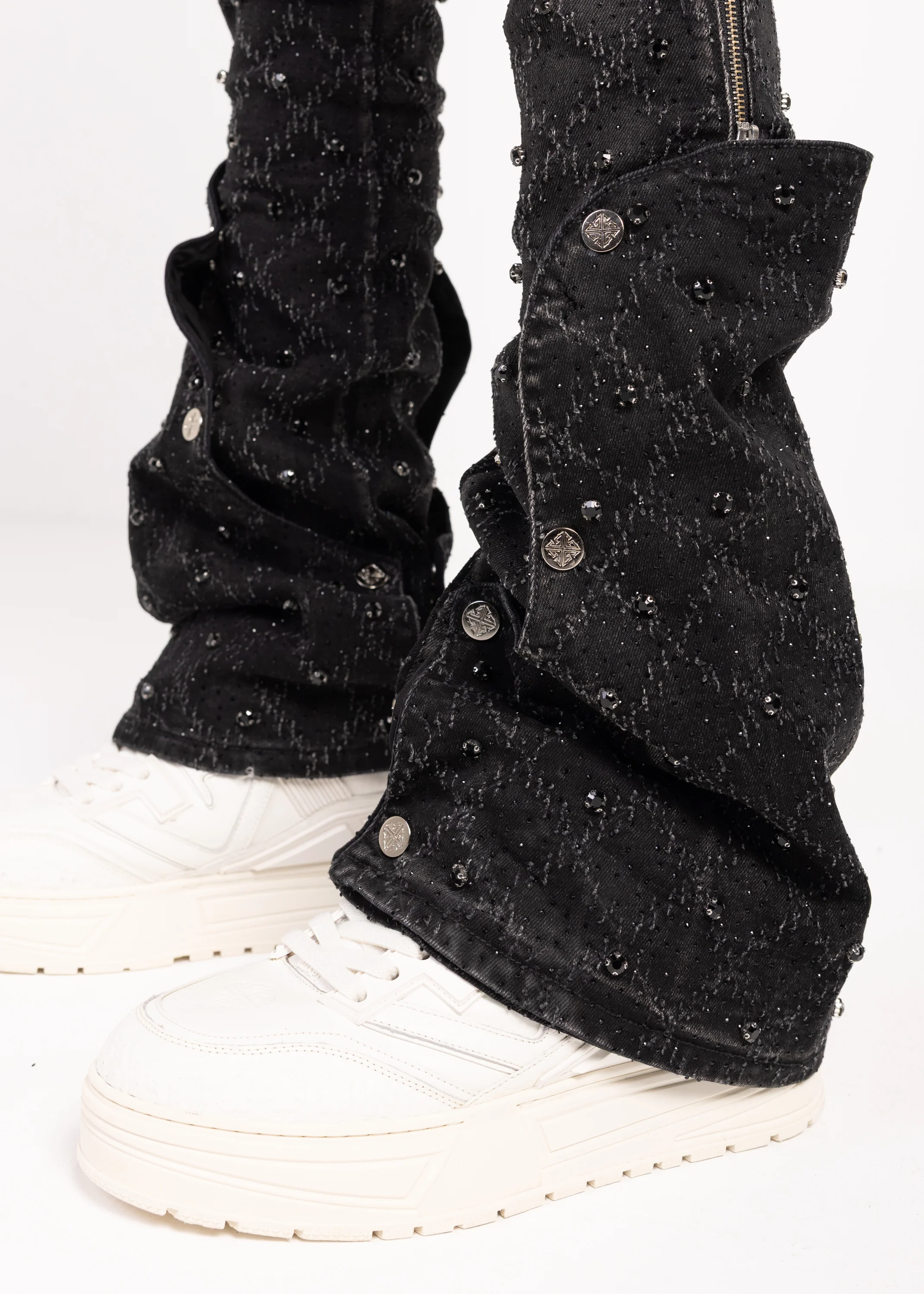 Obsidian Black Coffin Arc Embellished Denim - Image 14