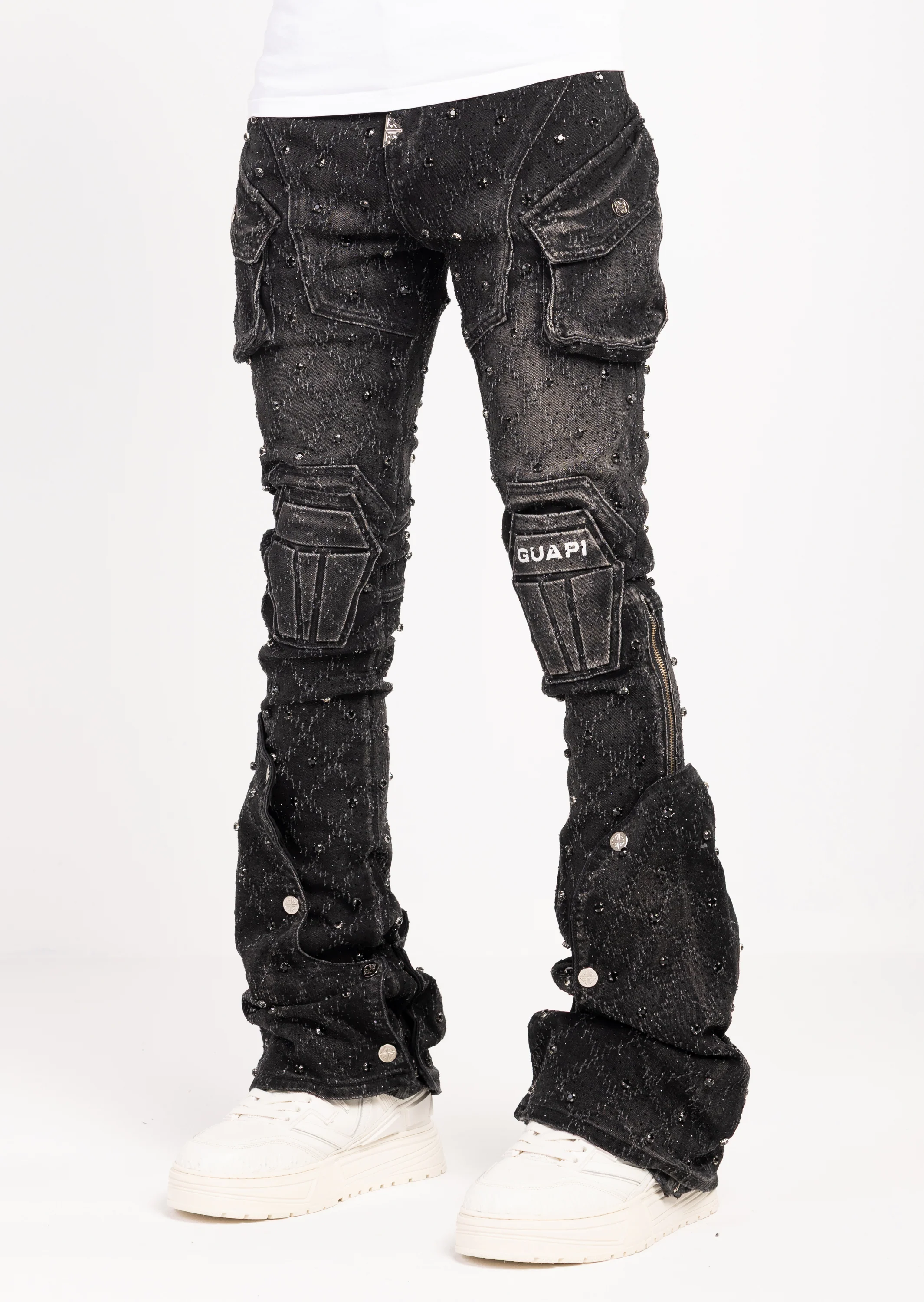 Obsidian Black Coffin Arc Embellished Denim - Image 3