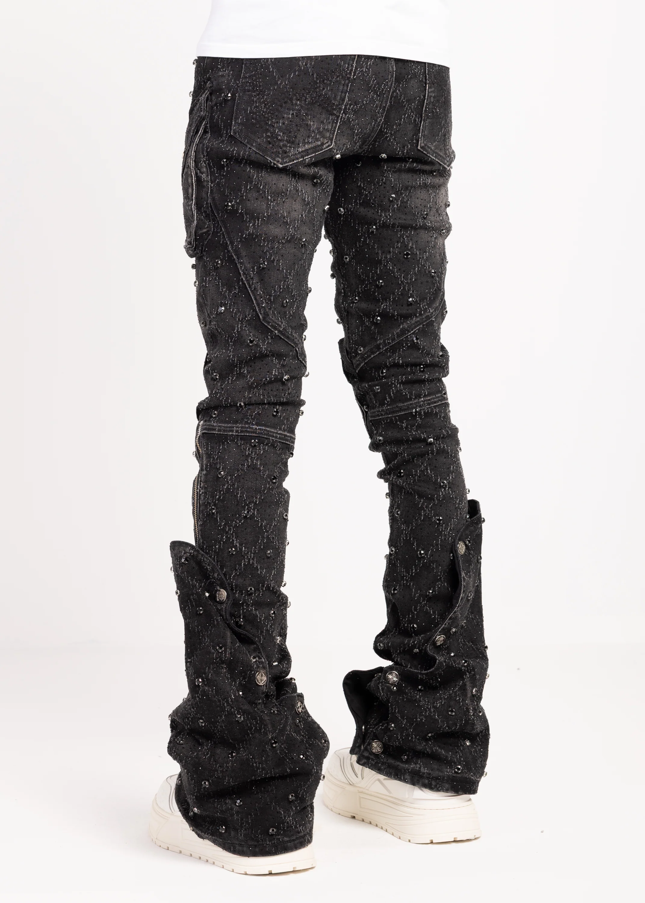 Obsidian Black Coffin Arc Embellished Denim - Image 4
