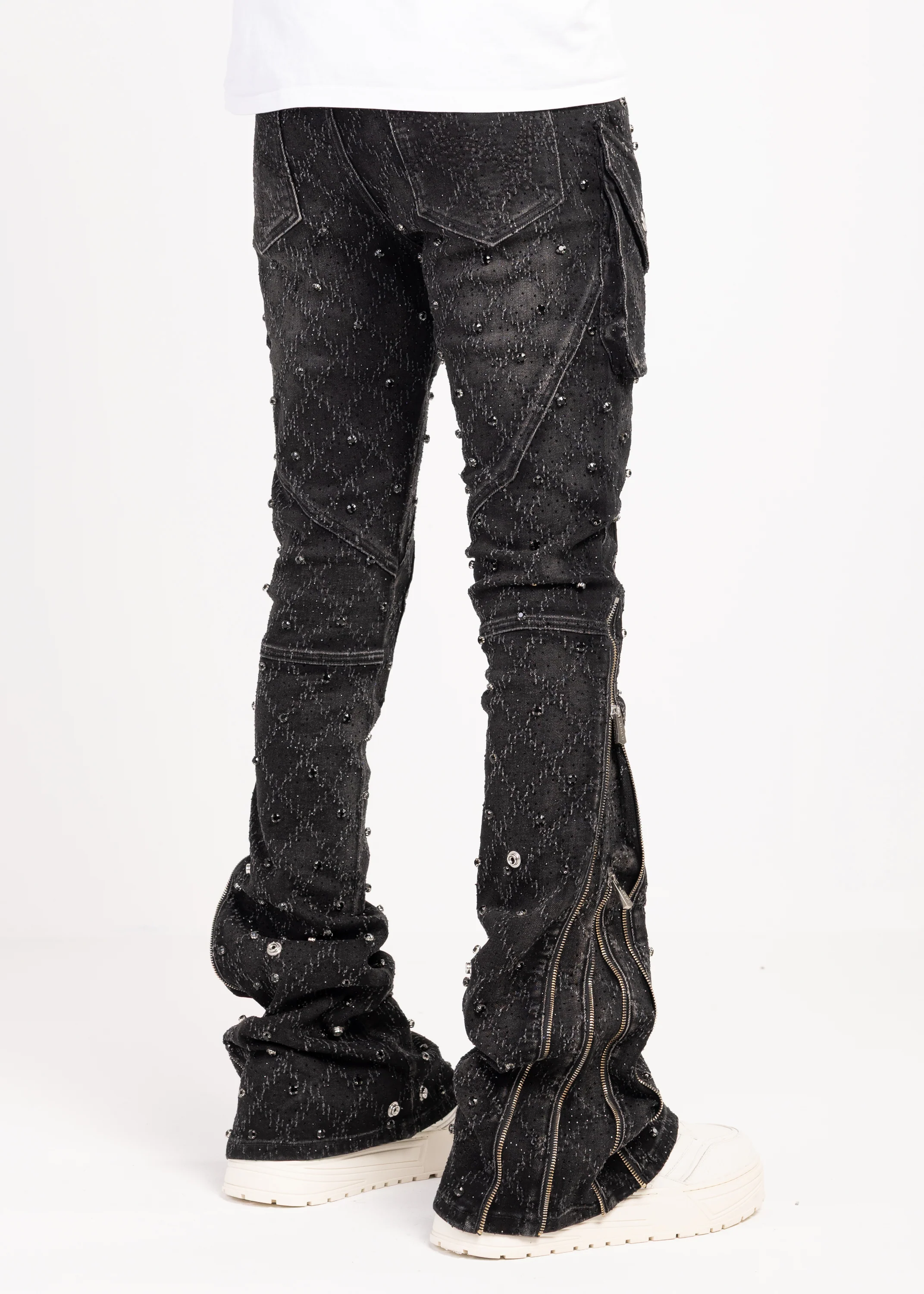 Obsidian Black Coffin Arc Embellished Denim - Image 5