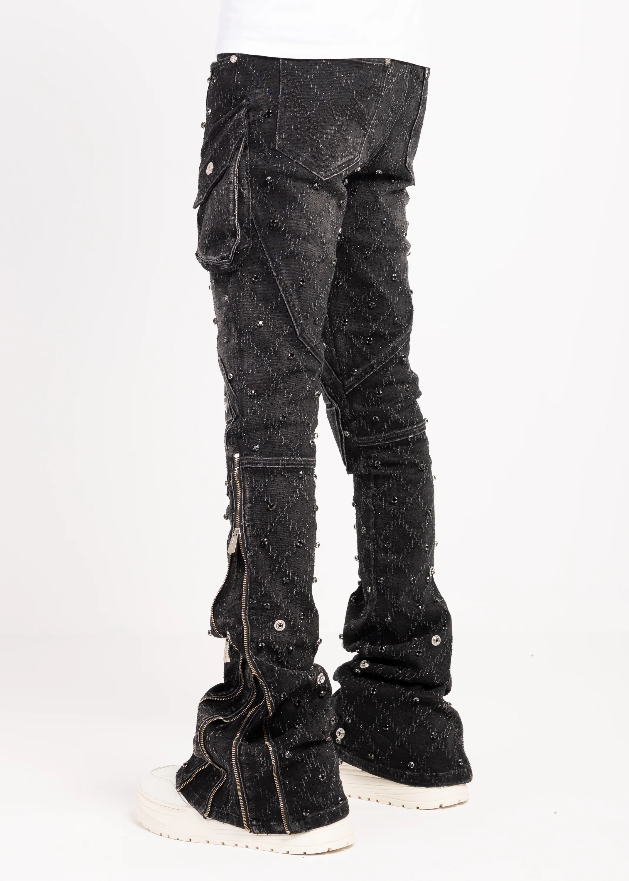 Obsidian Black Coffin Arc Embellished Denim - Image 6