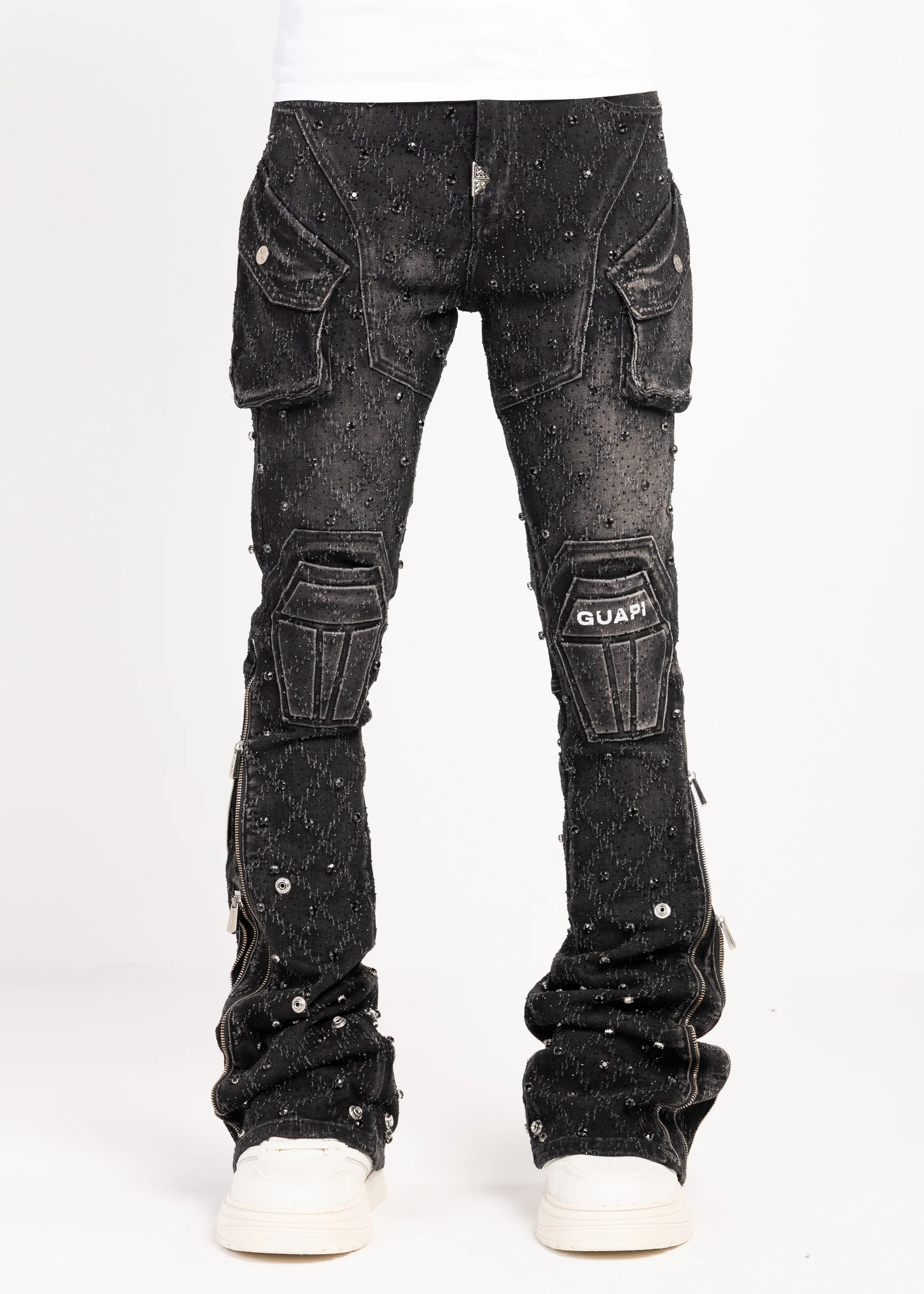 Obsidian Black Coffin Arc Embellished Denim - Image 7
