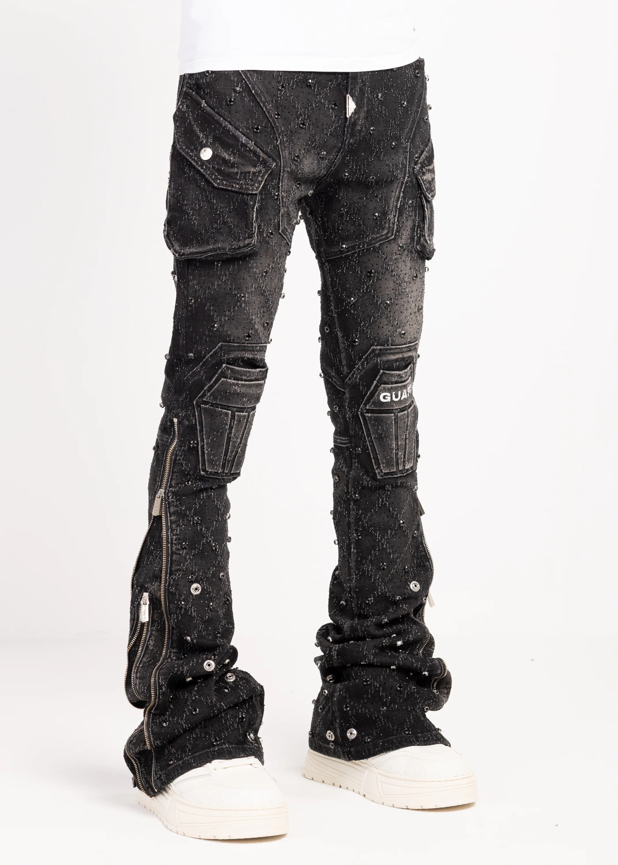 Obsidian Black Coffin Arc Embellished Denim - Image 8