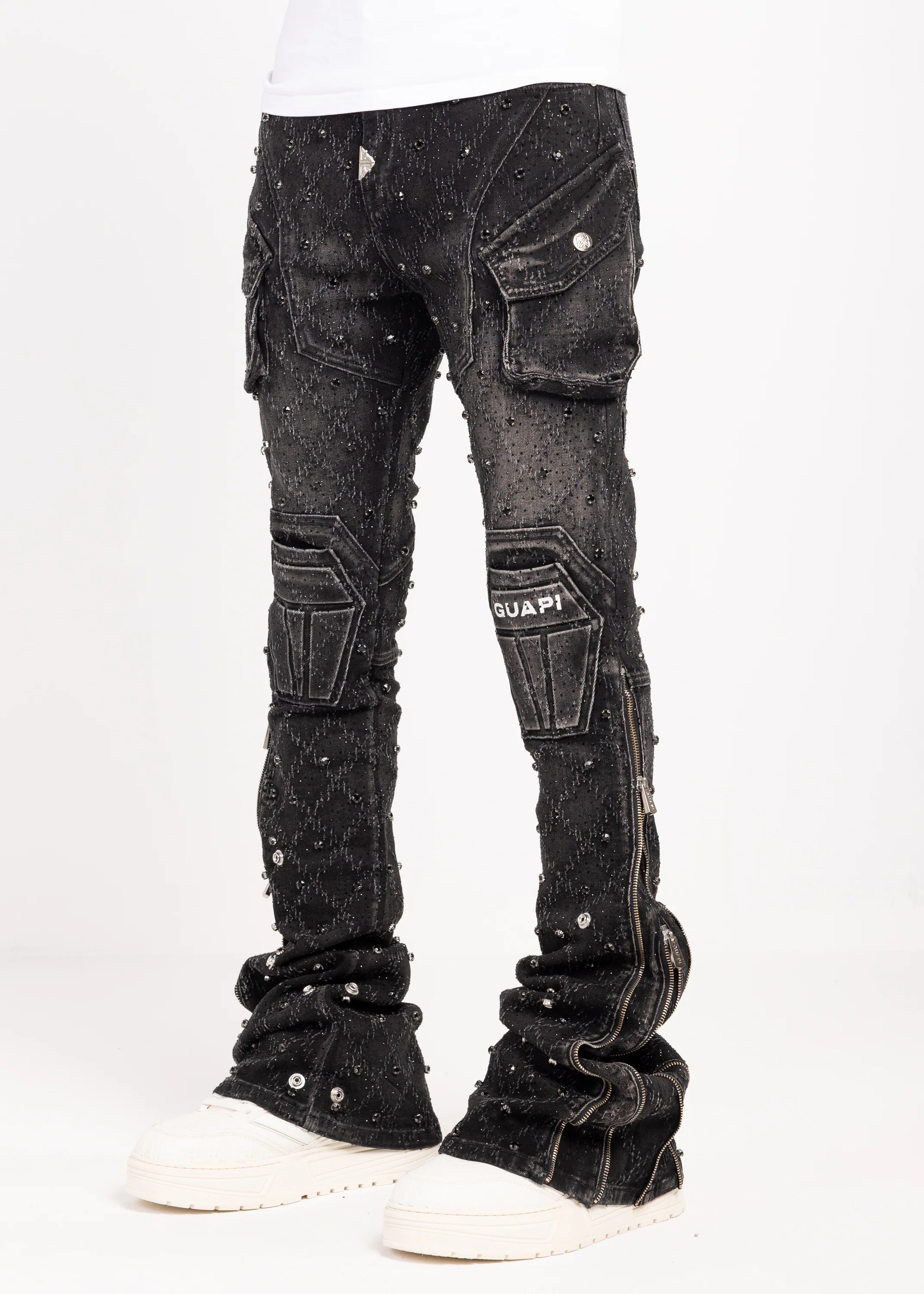 Obsidian Black Coffin Arc Embellished Denim - Image 9