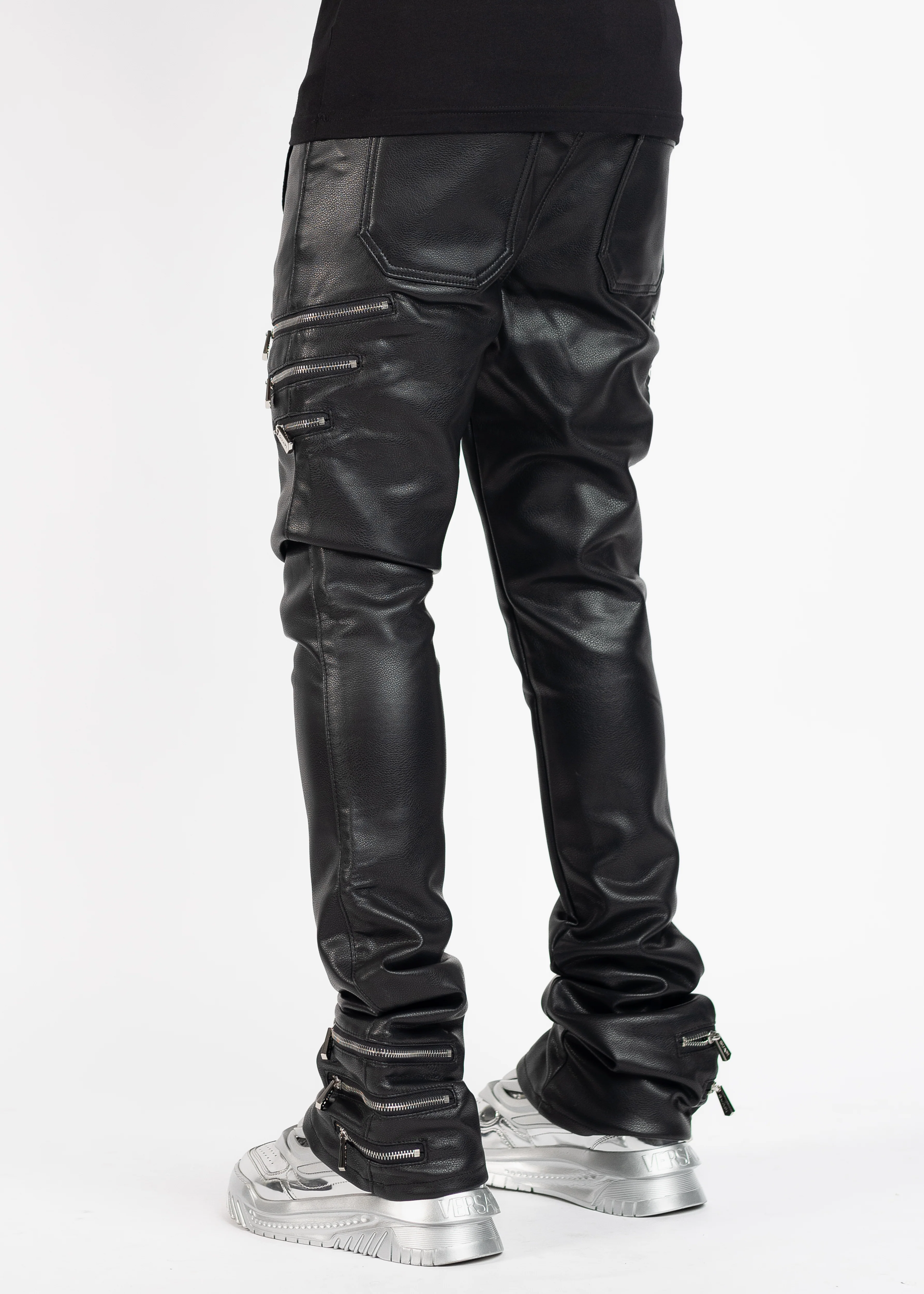 Obsidian Black Logo Leather Pant - Image 4