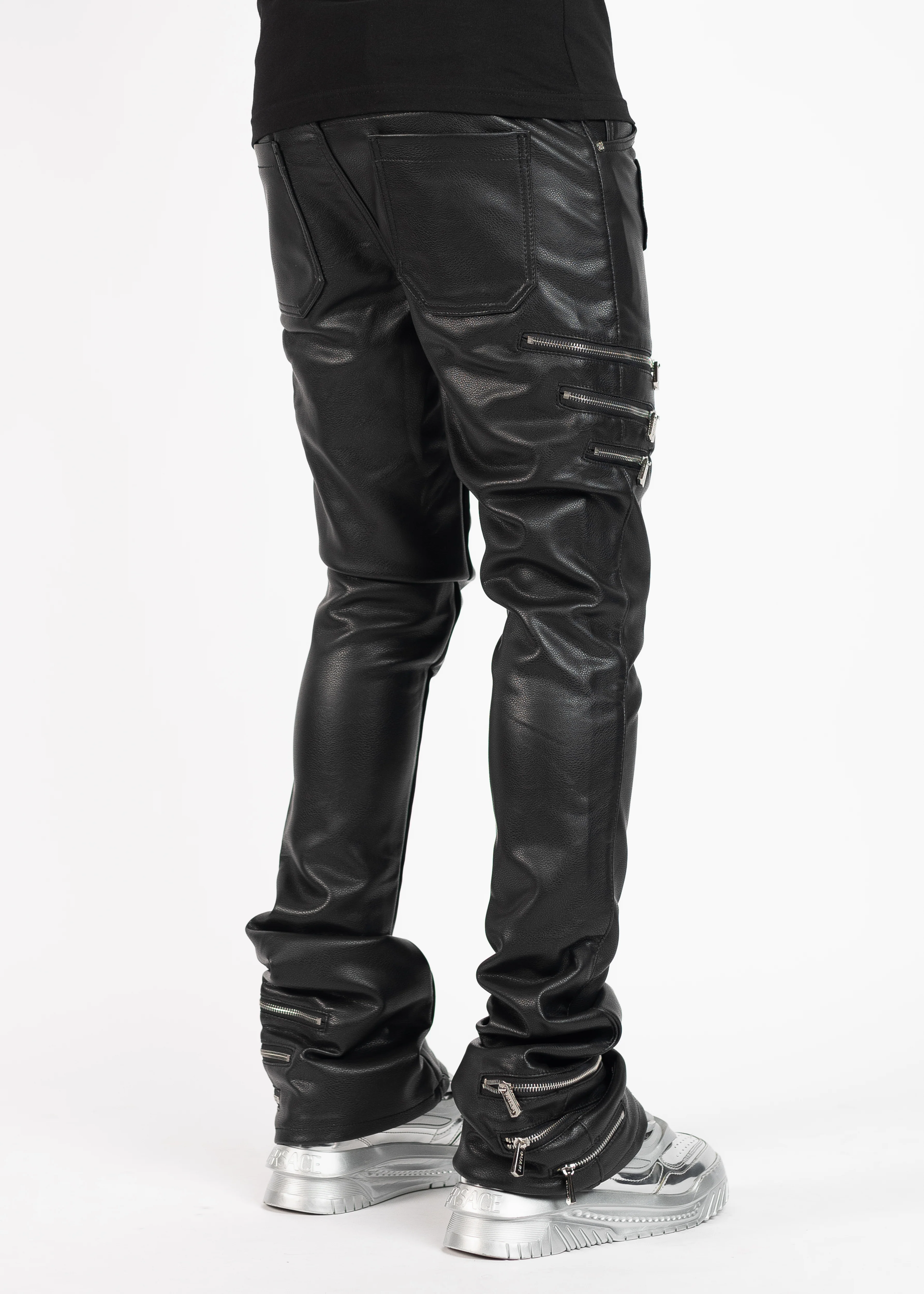 Obsidian Black Logo Leather Pant - Image 7