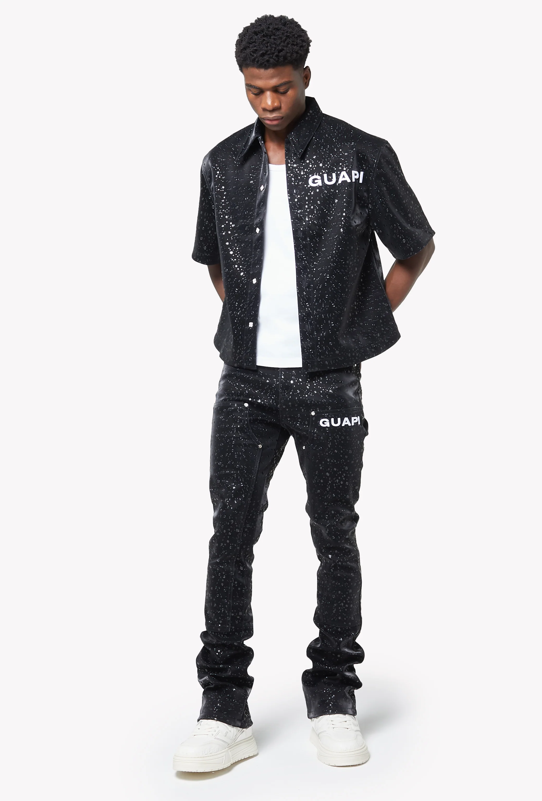 Obsidian Black Raindrop Leather Pant - Image 6