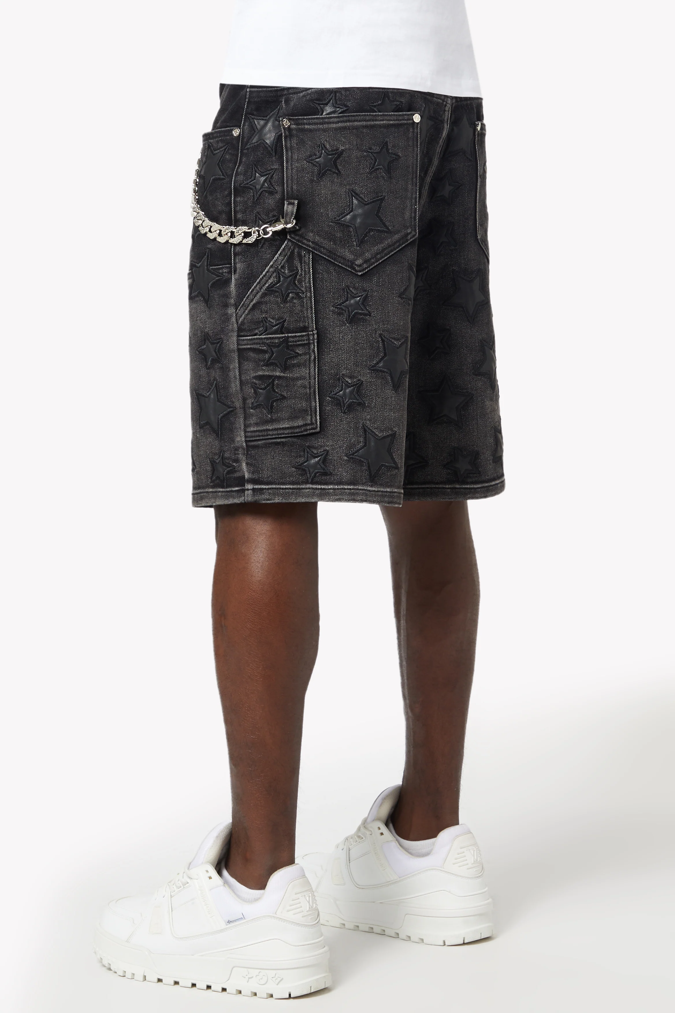 Obsidian Black Stars Denim Shorts - Image 3
