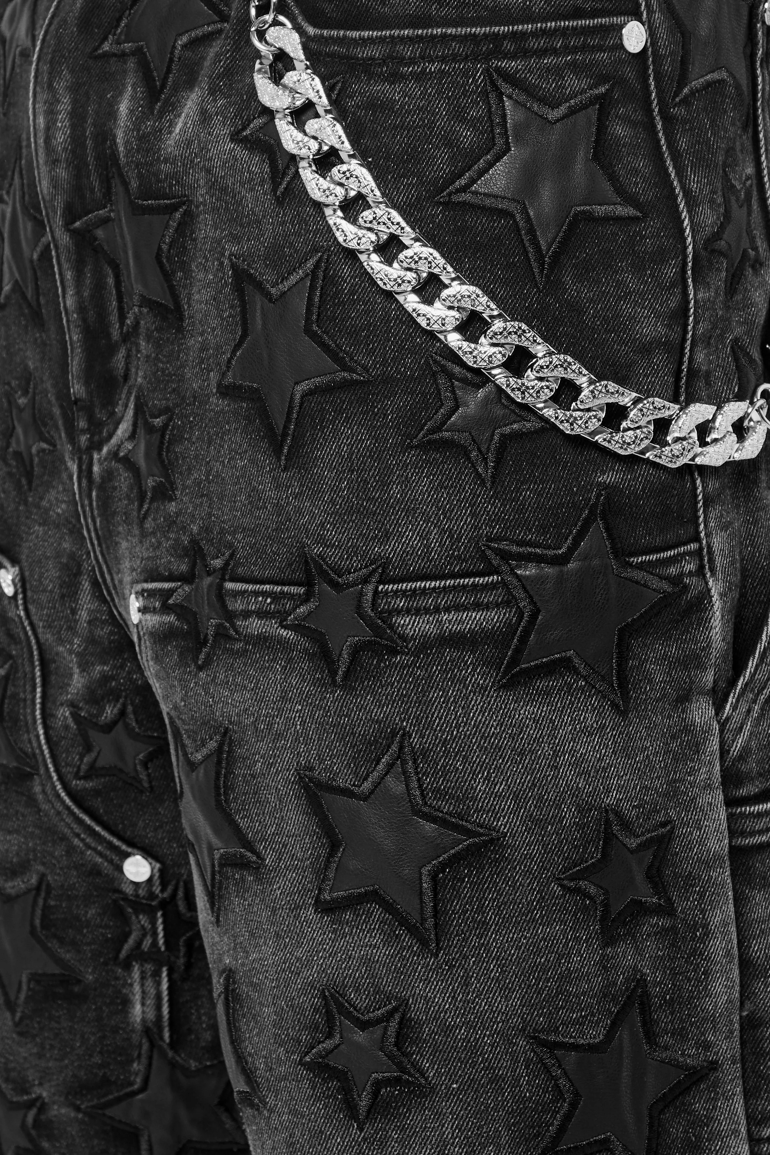 Obsidian Black Stars Denim Shorts - Image 6