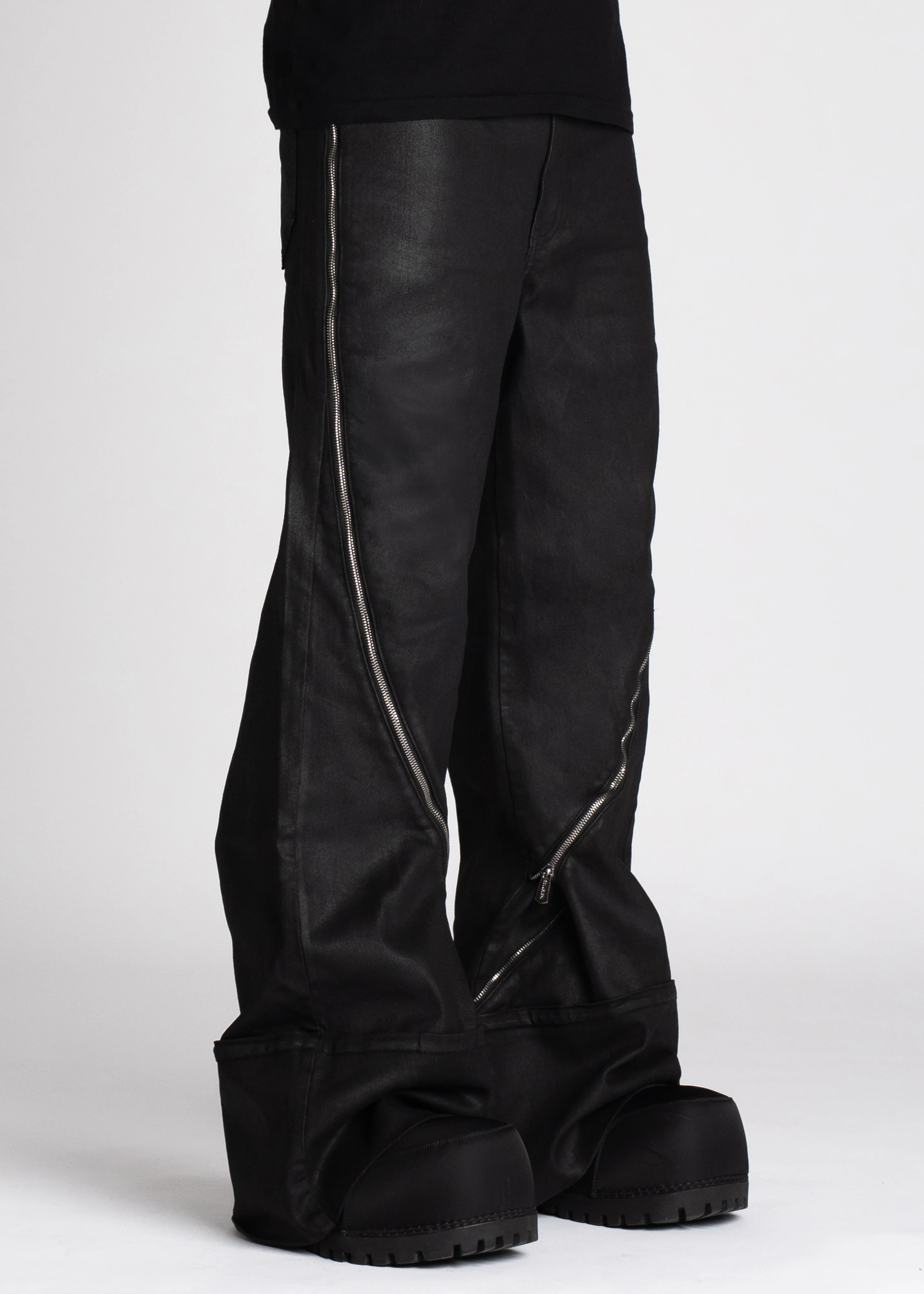 Obsidian Black Waxed Zipper Denim - Image 10