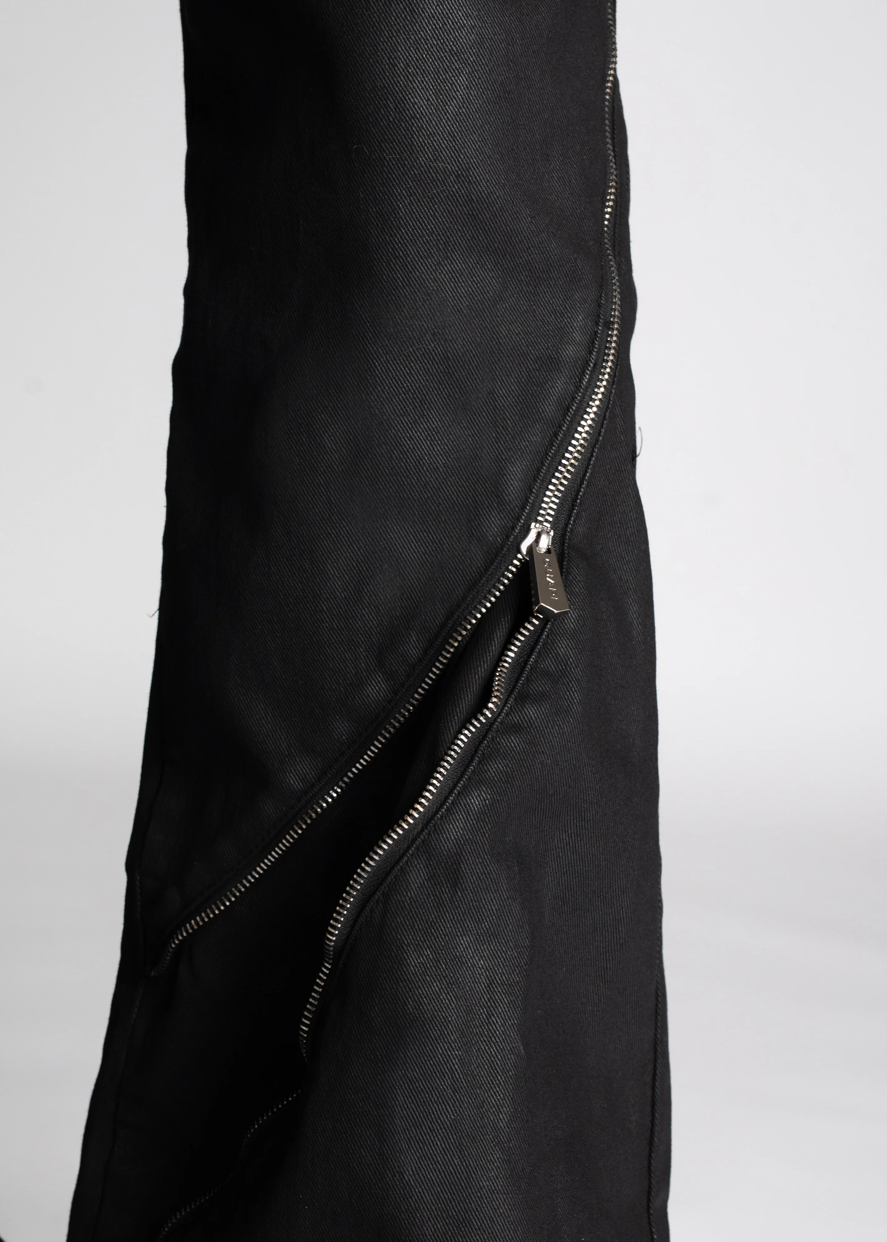 Obsidian Black Waxed Zipper Denim - Image 11