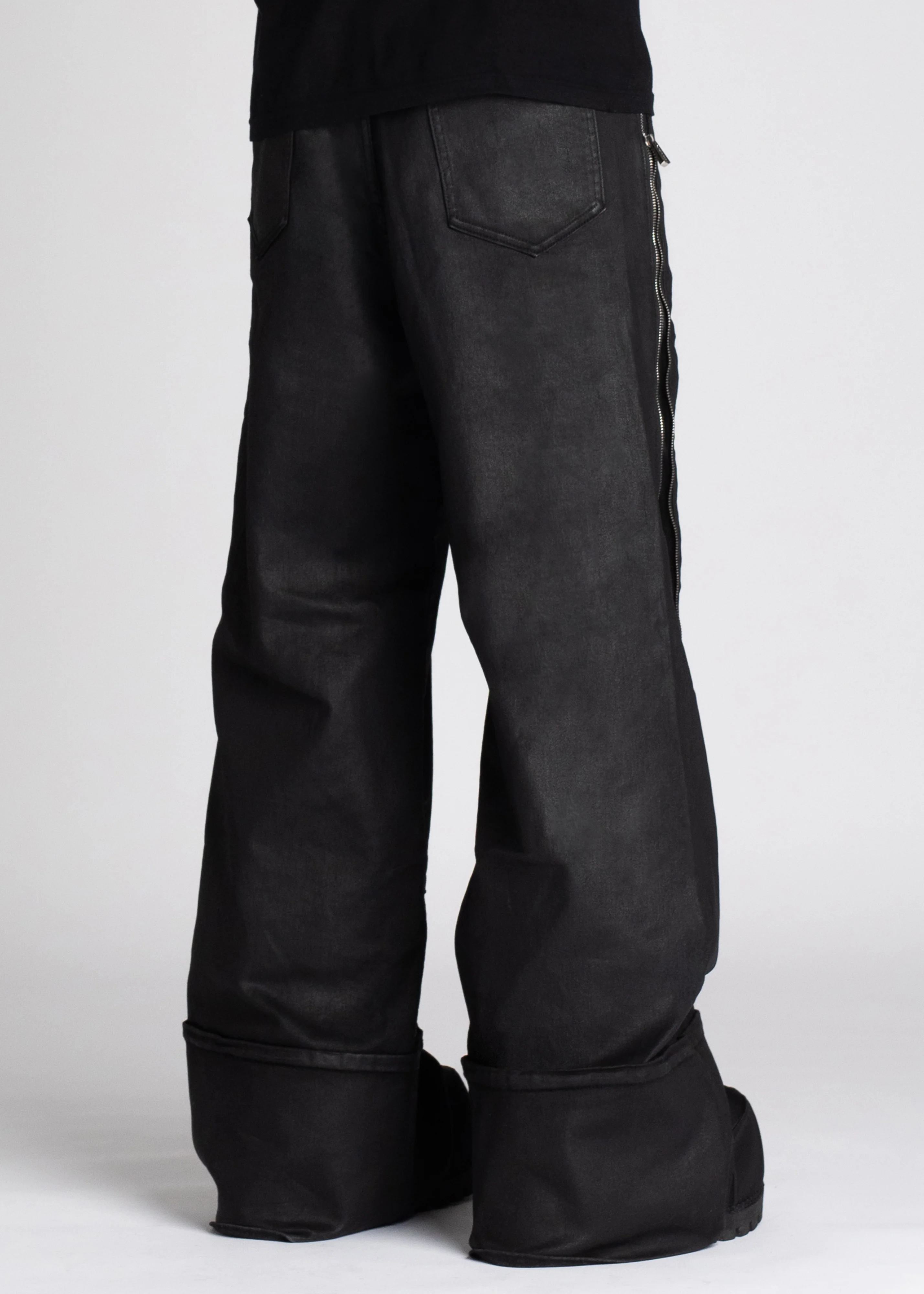 Obsidian Black Waxed Zipper Denim - Image 4