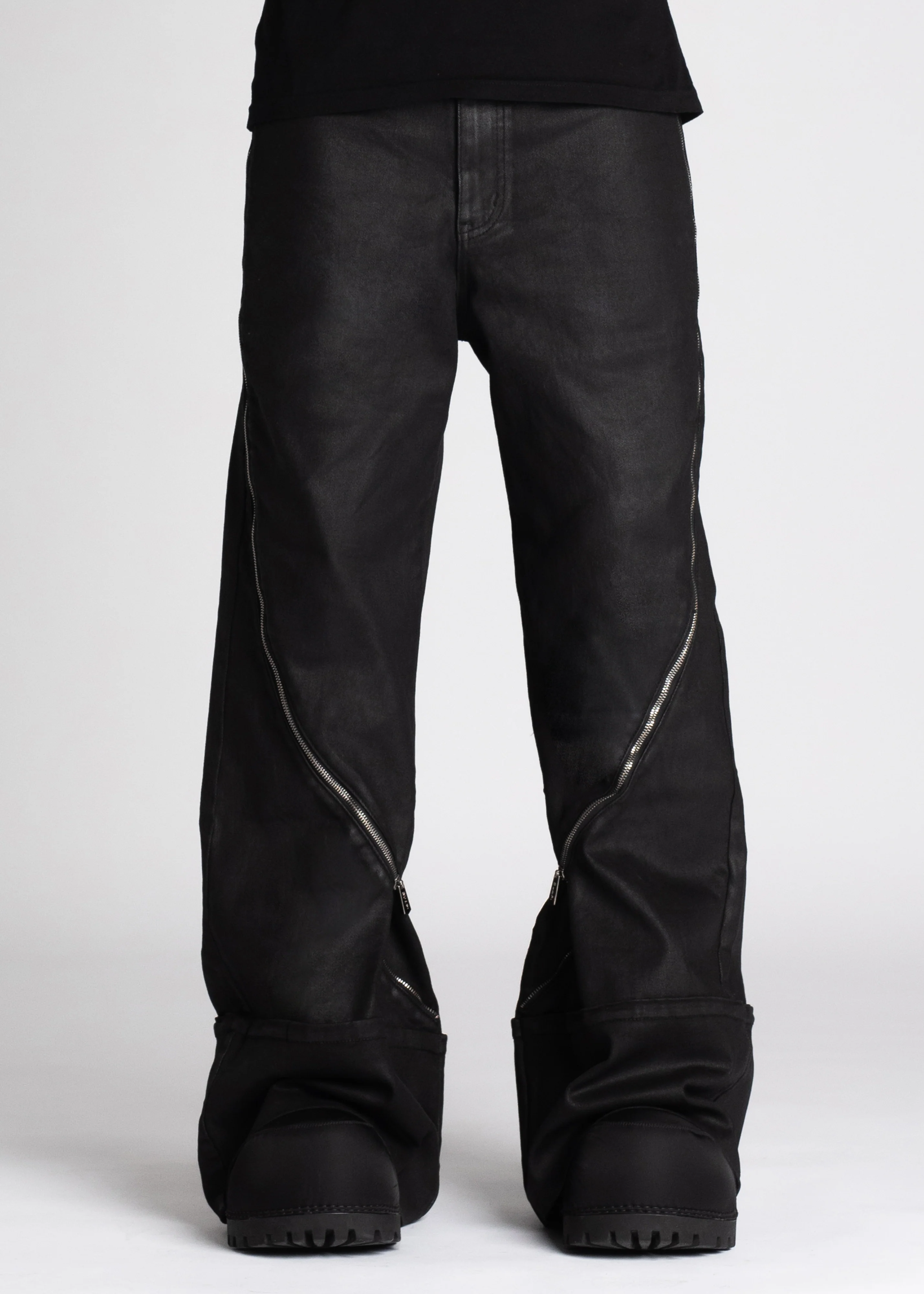 Obsidian Black Waxed Zipper Denim - Image 6
