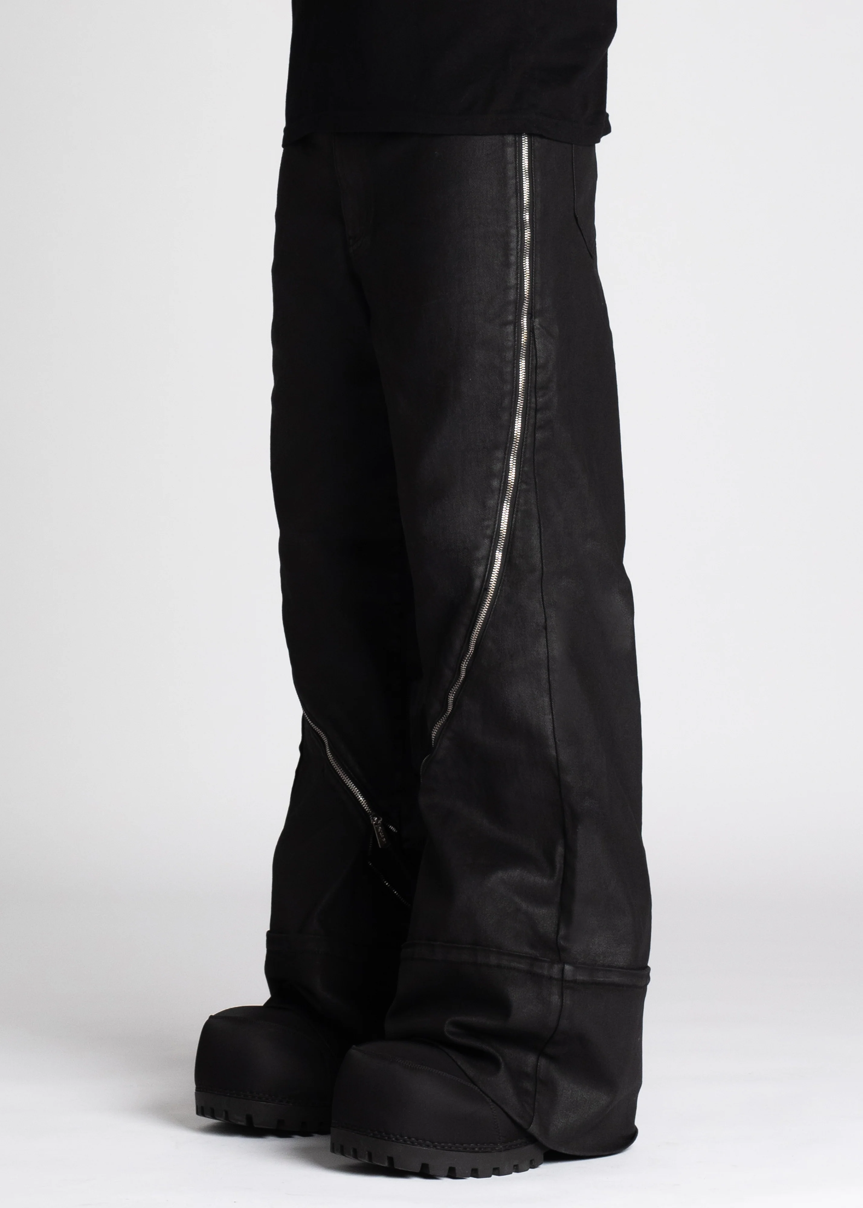 Obsidian Black Waxed Zipper Denim - Image 7
