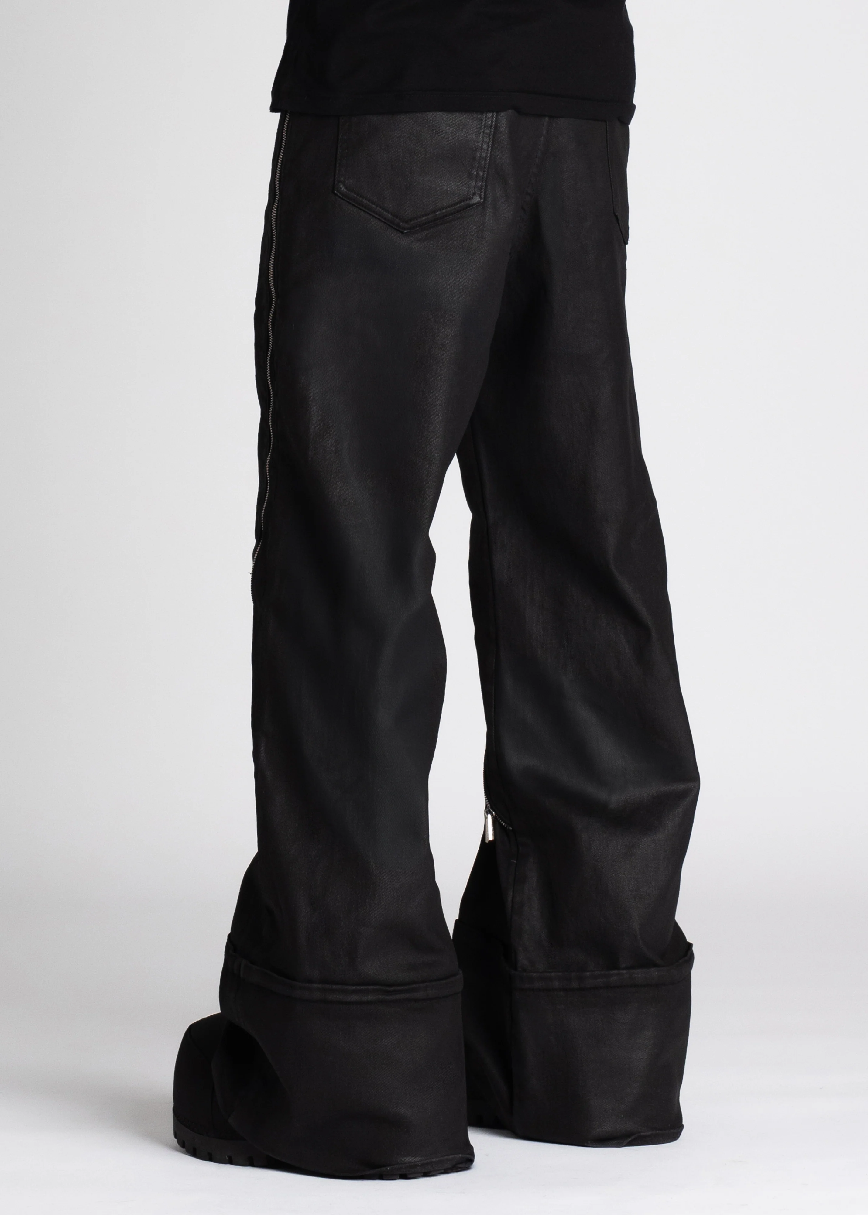 Obsidian Black Waxed Zipper Denim - Image 8