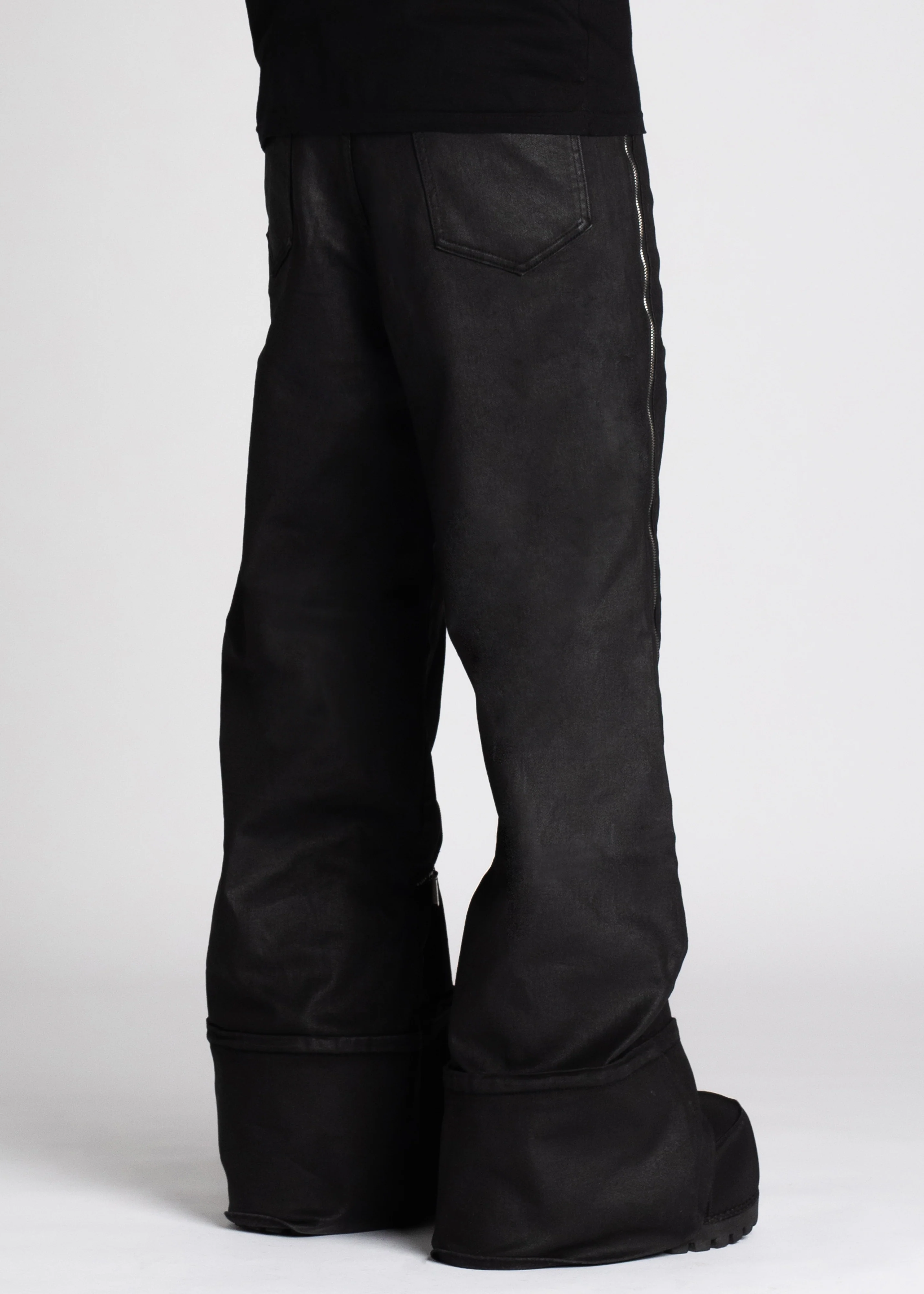 Obsidian Black Waxed Zipper Denim - Image 9