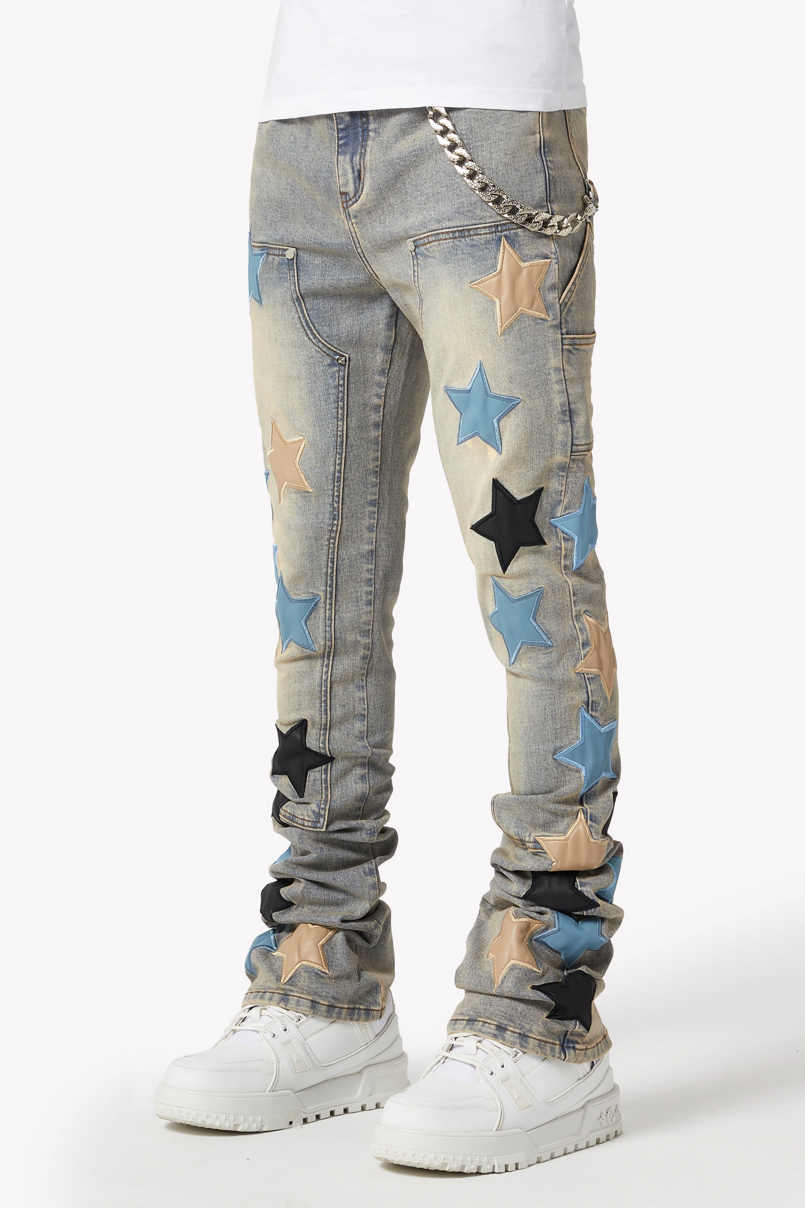 Powder Blue Vintage Stars Denim - Image 2