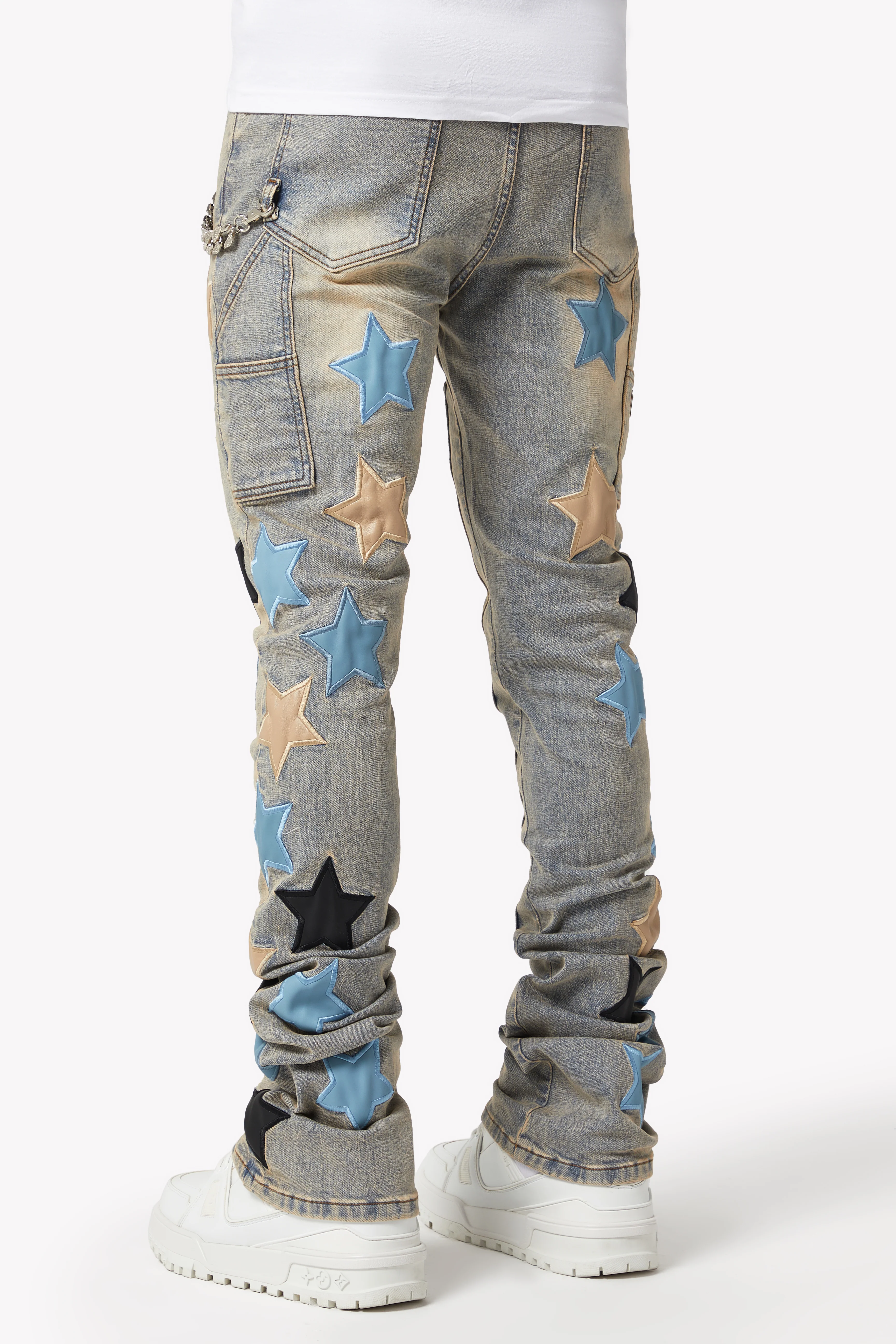 Powder Blue Vintage Stars Denim - Image 4