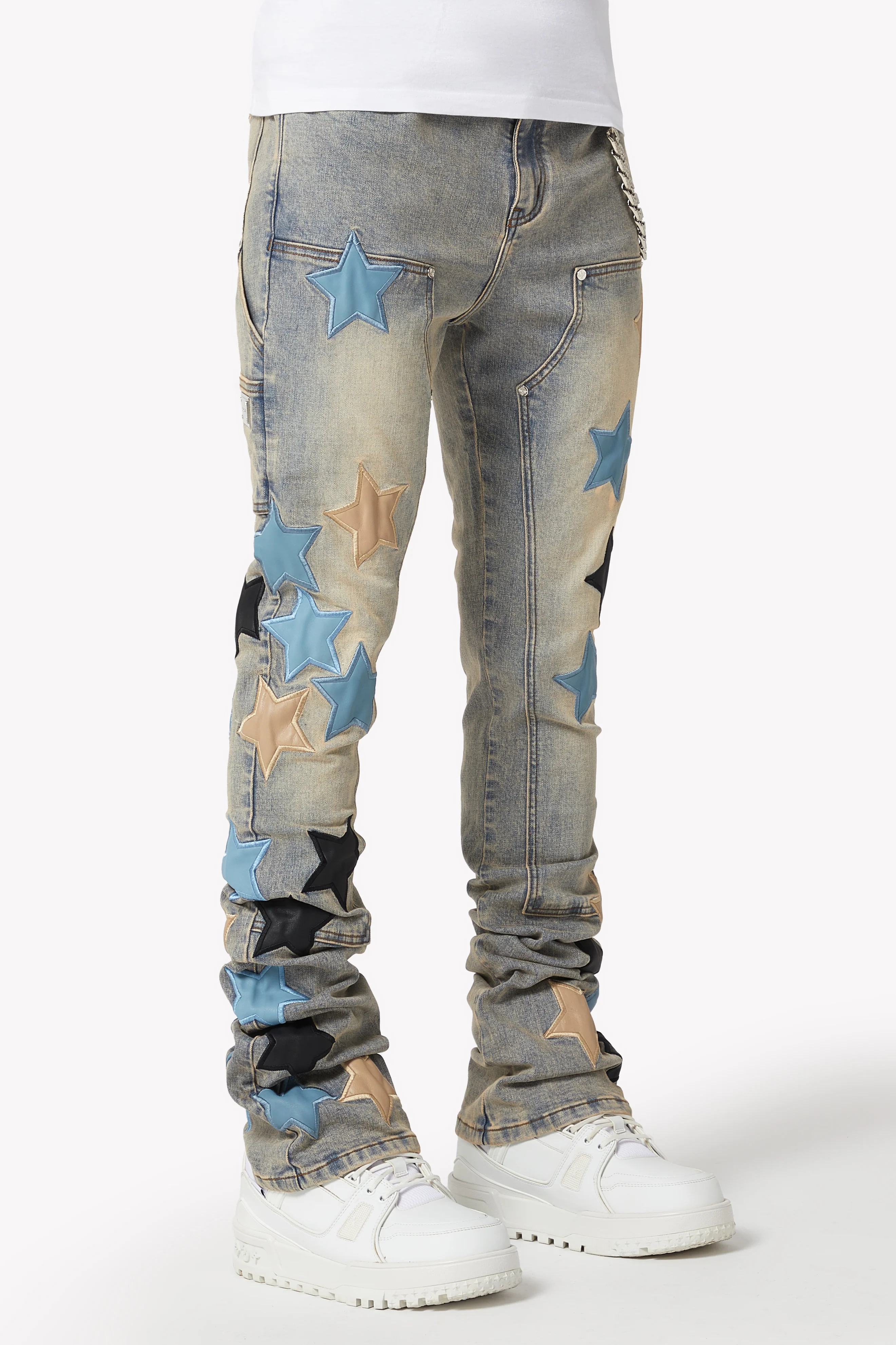 Powder Blue Vintage Stars Denim - Image 5
