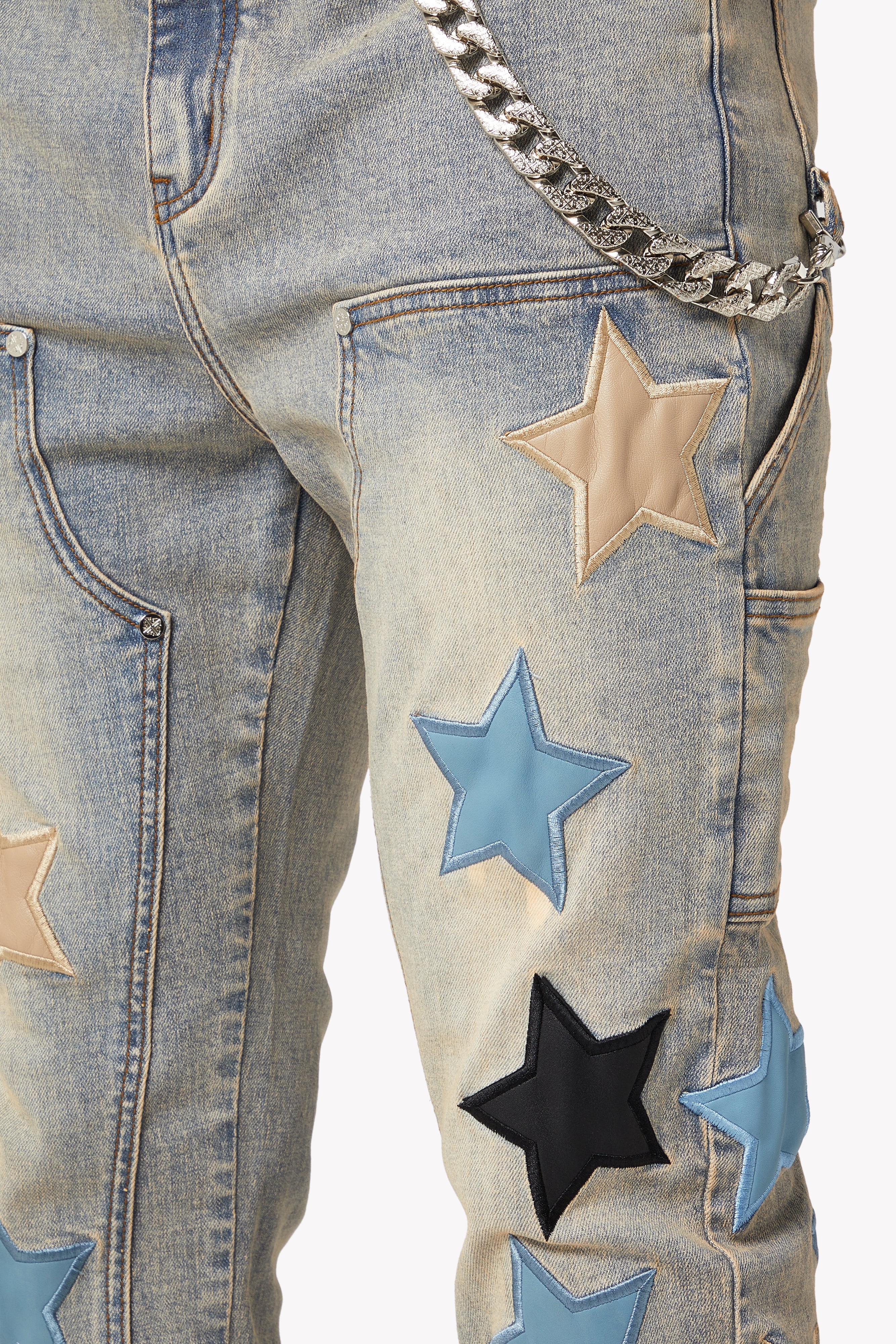 Powder Blue Vintage Stars Denim - Image 7