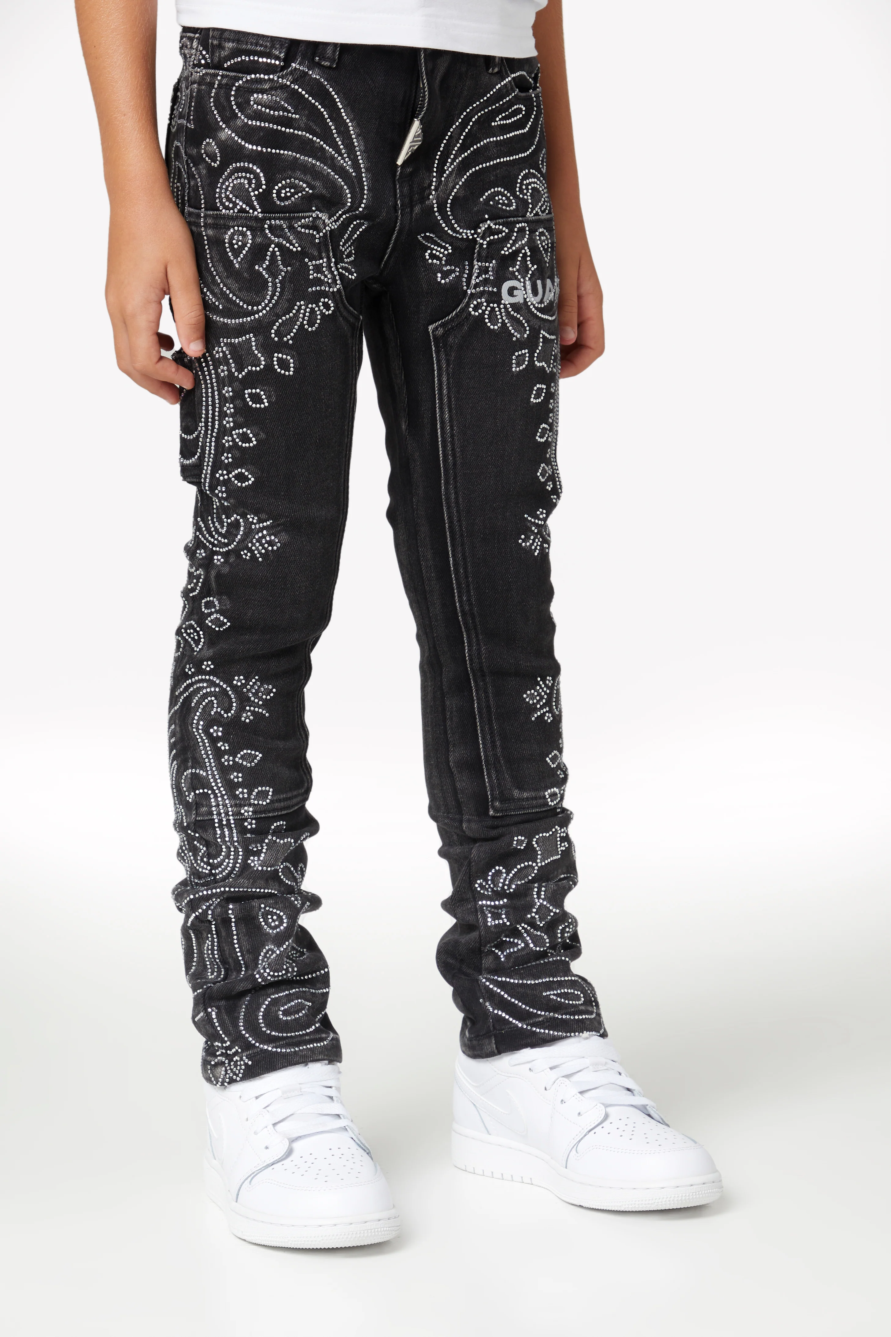 Vintage Black Paisley Kids Denim - Image 4
