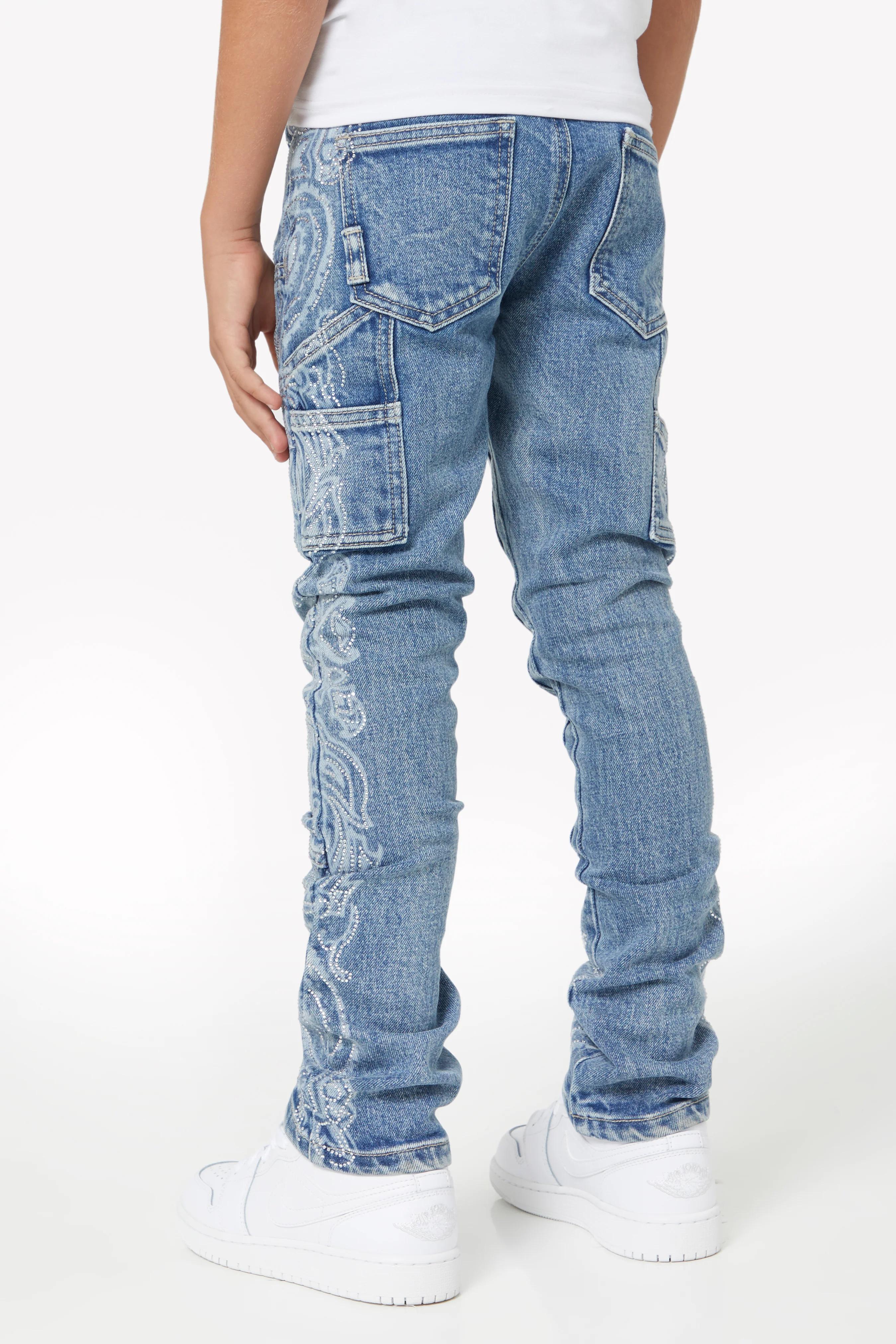 Vintage Blue Paisley Kids Denim - Image 3