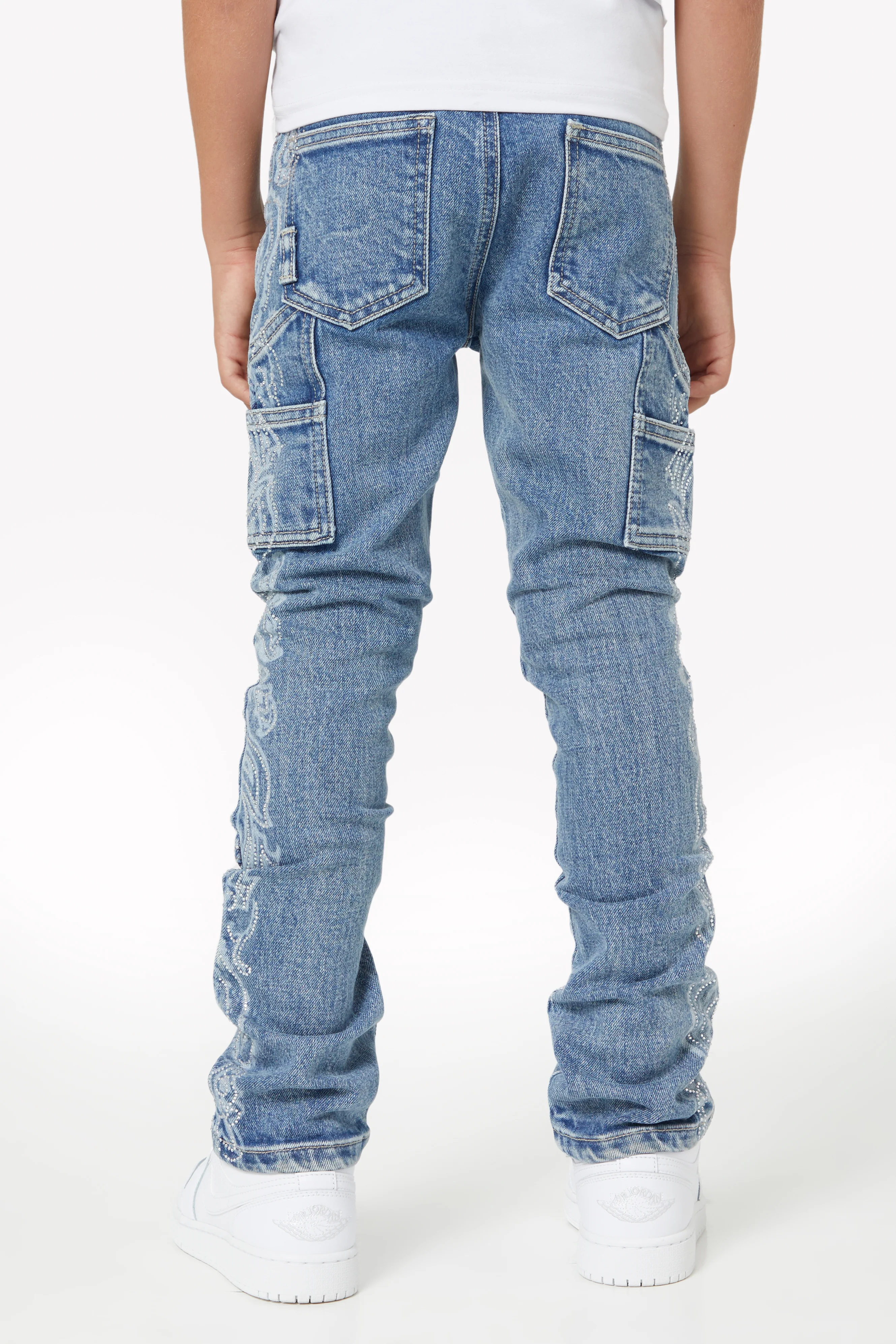 Vintage Blue Paisley Kids Denim - Image 4