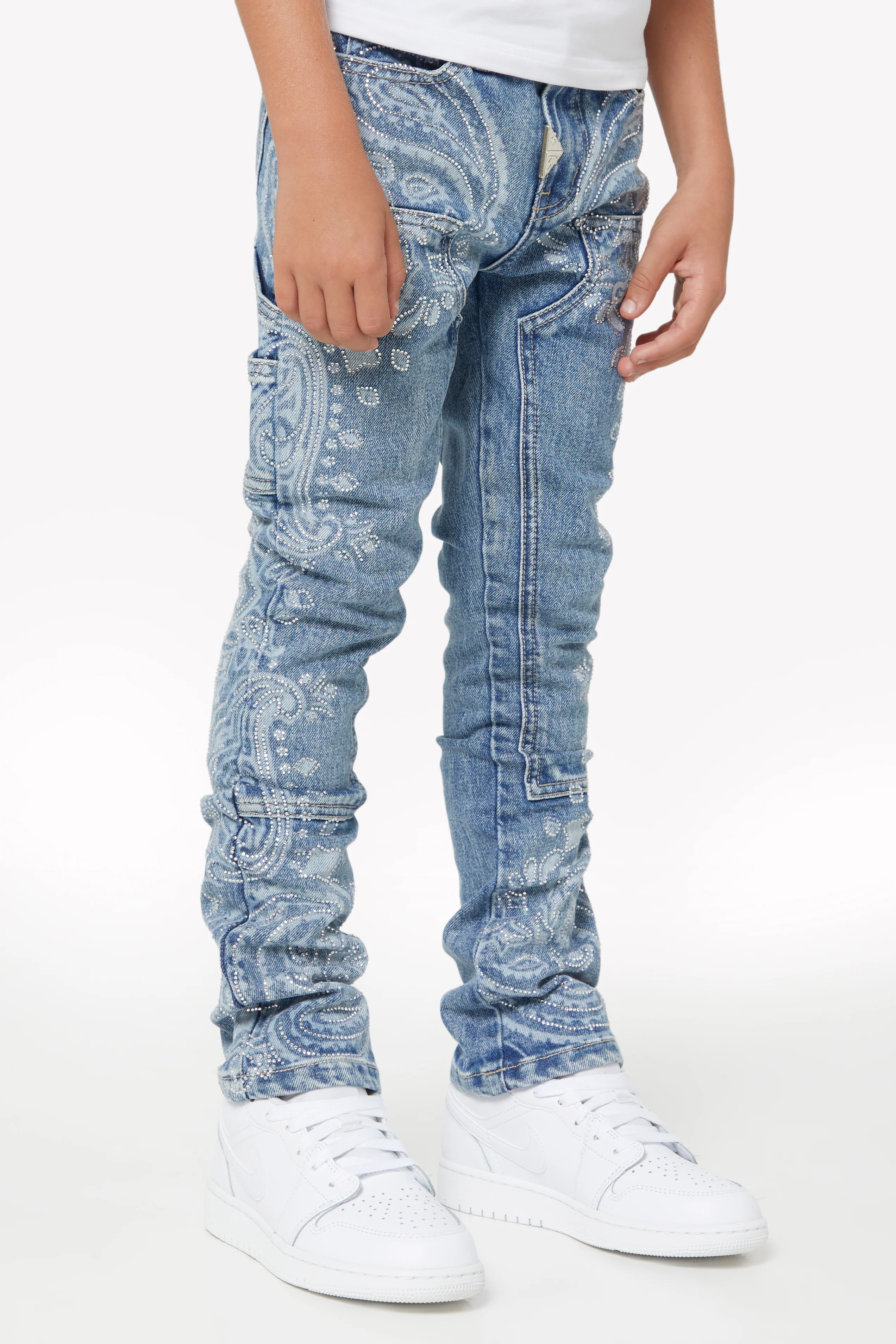 Vintage Blue Paisley Kids Denim - Image 6