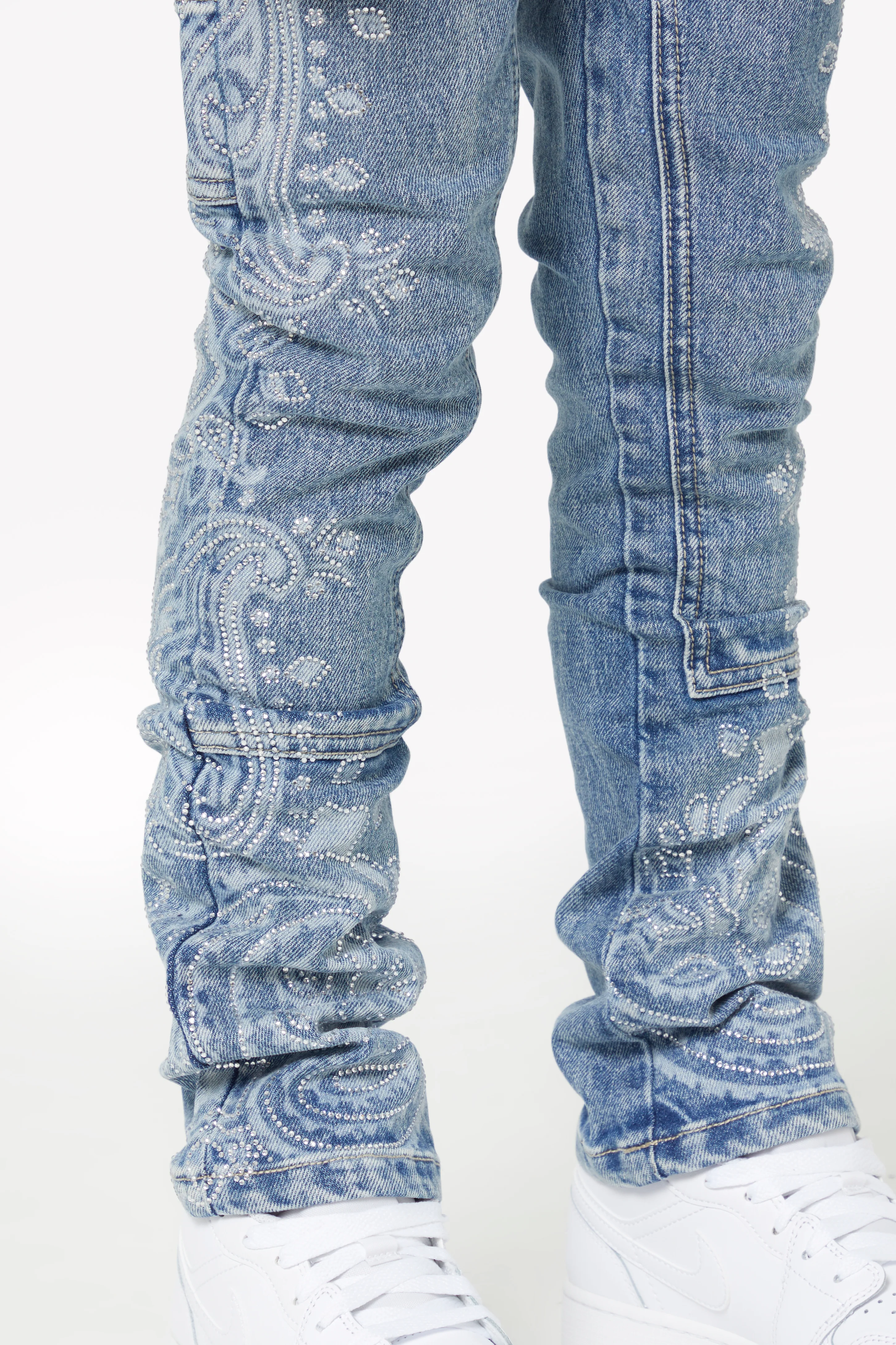 Vintage Blue Paisley Kids Denim - Image 8